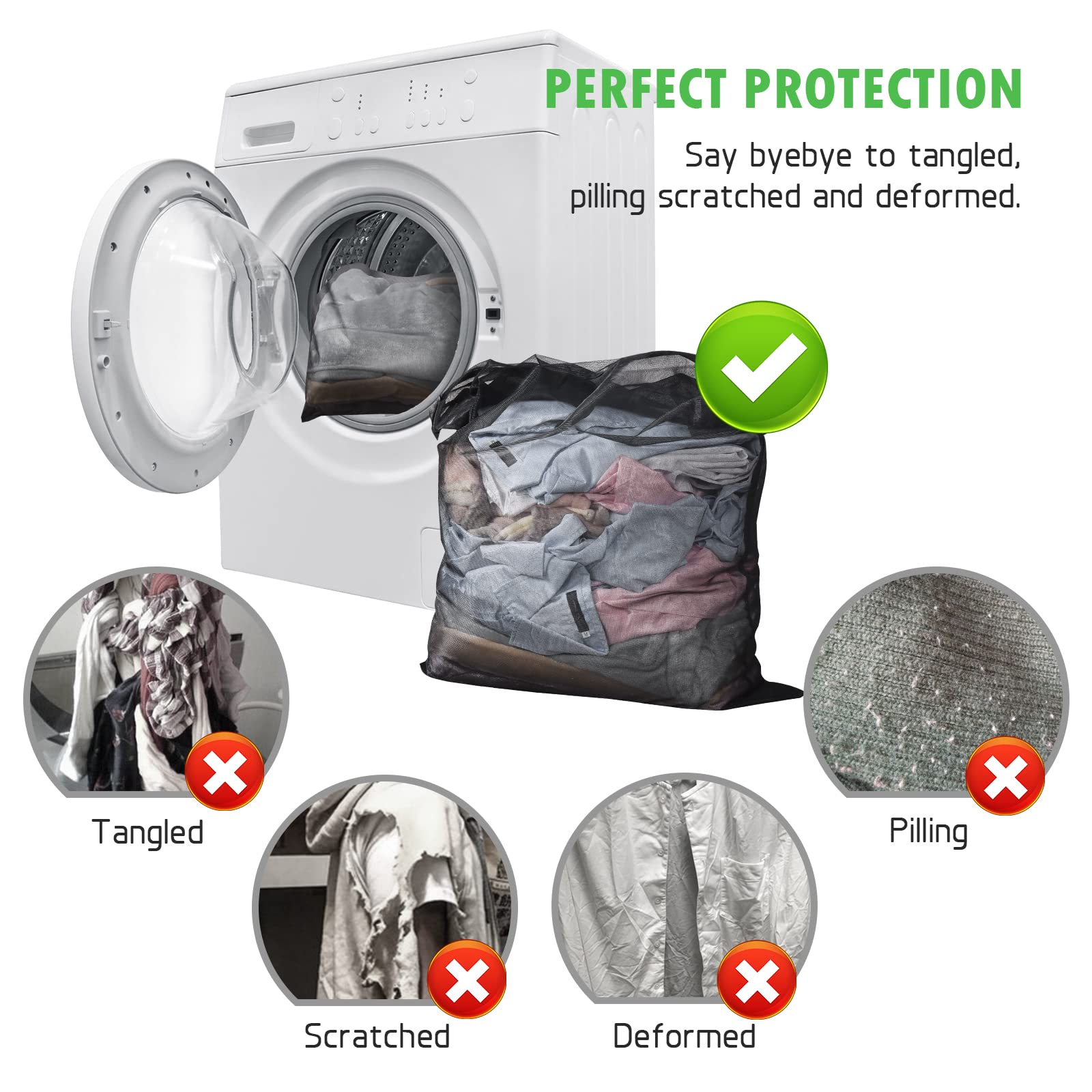 2 Pack Mesh Laundry Bags 24 x 32 inch Laundry Garment Bag Mesh Large Lingerie Wash Bags Zippered Garment Washing Net for Underwear Hosiery Blouse Sweater Dress Don't Drying (2 Count)