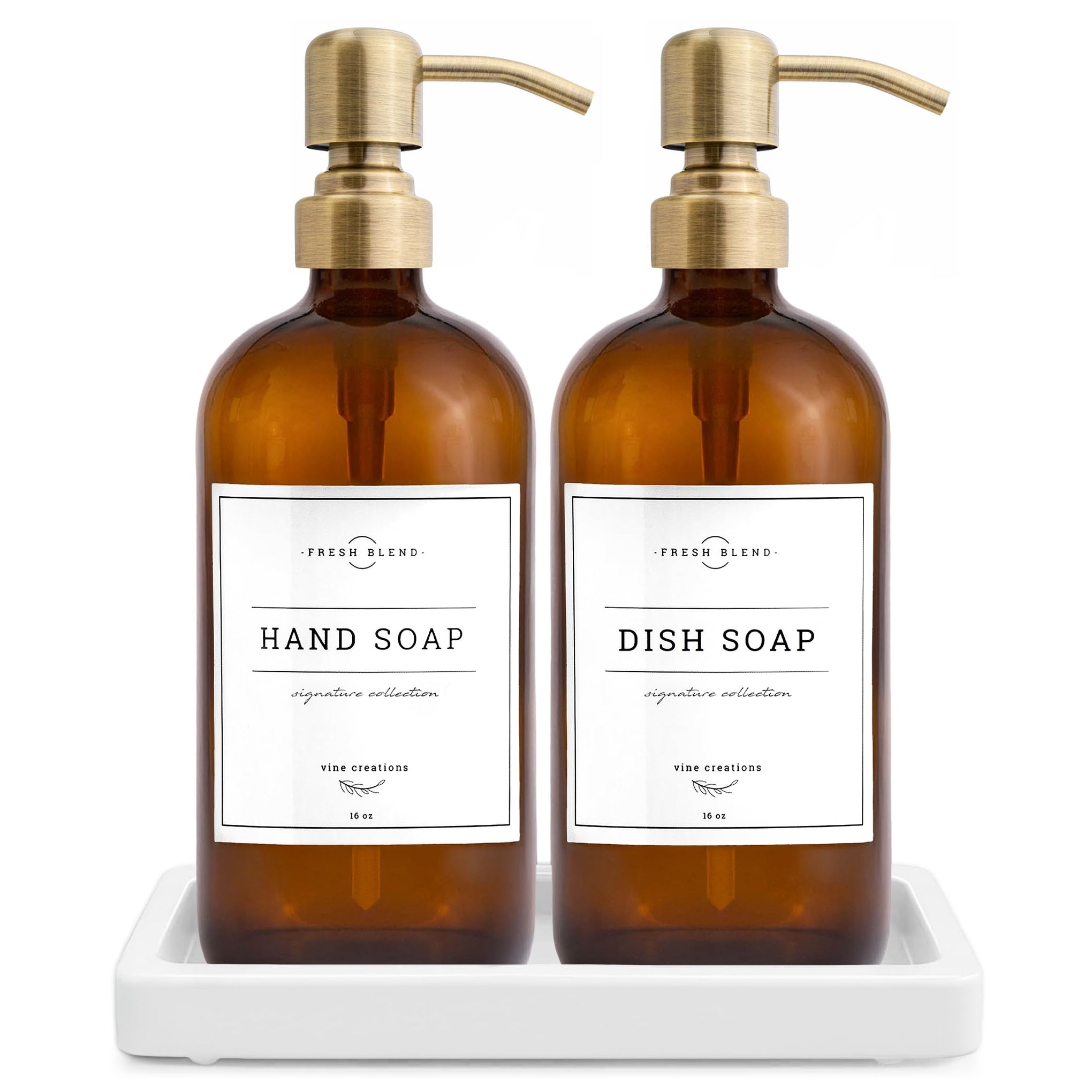 Amber Glass Soap Dispenser (2 Count)