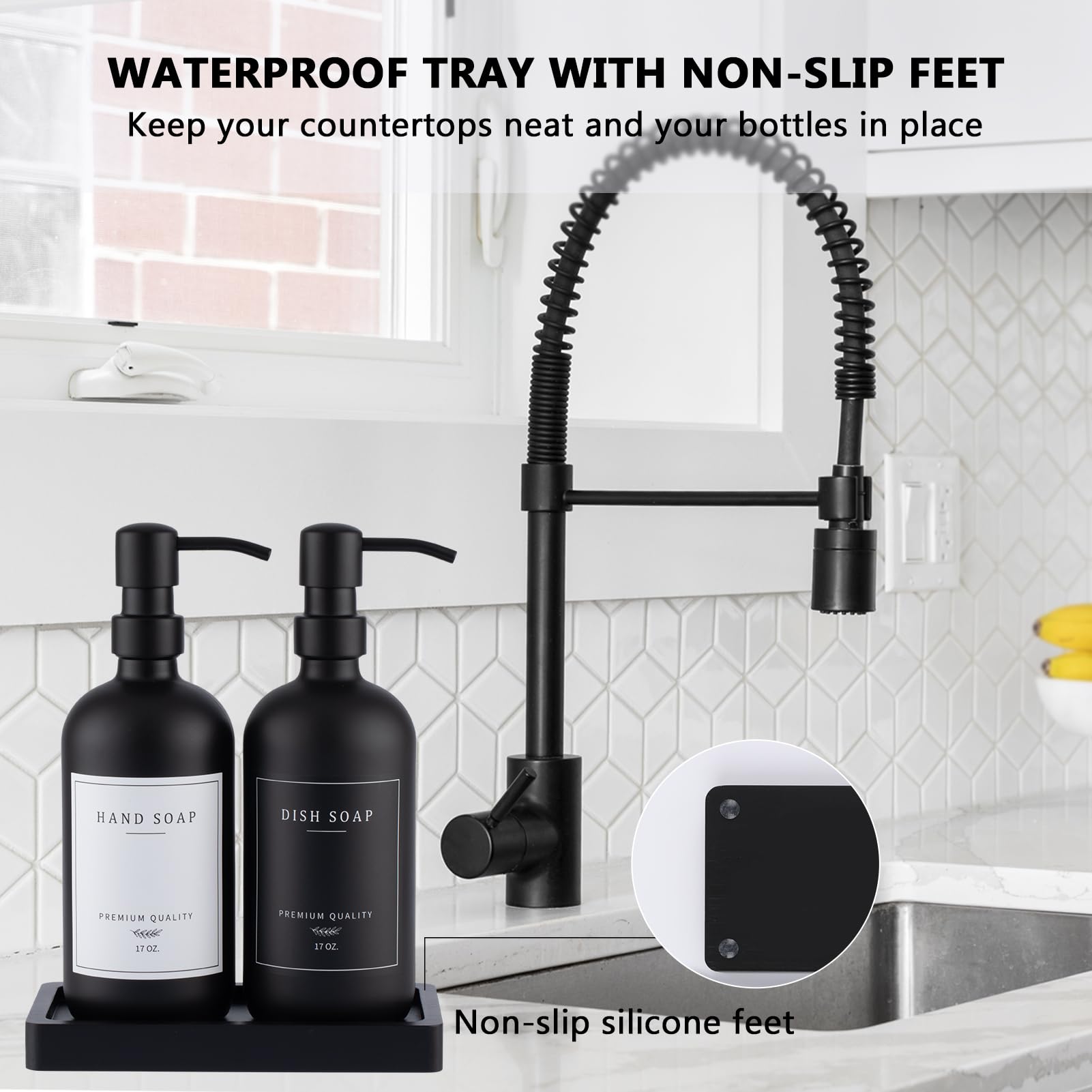 Black Thick Glass Soap Dispenser (2 Count)