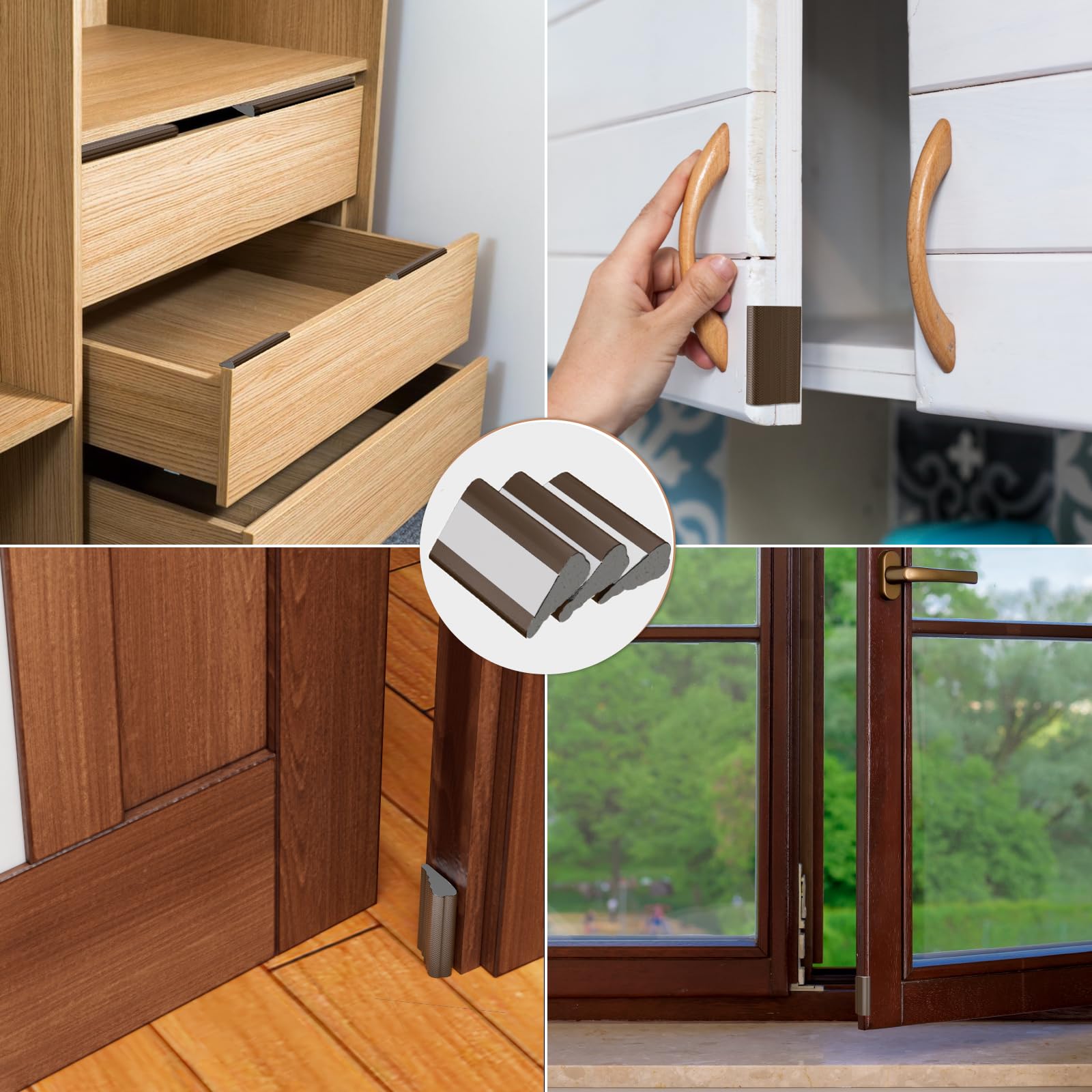 Wedge Shape Window Weather Stripping Door Frame Seal 196” Brown (16.3333 Foot)