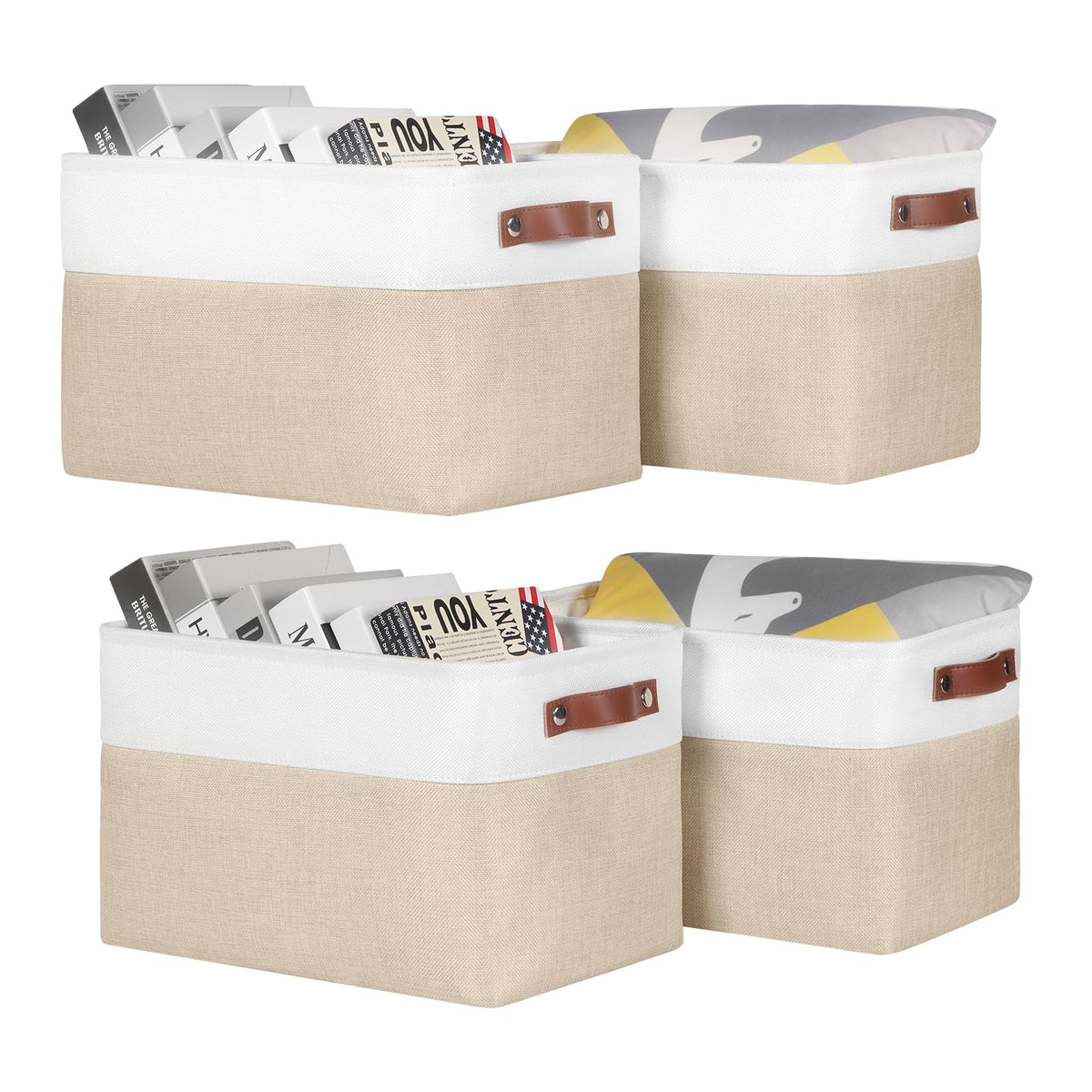 Fabric Storage Baskets for Shelves (4 Count)