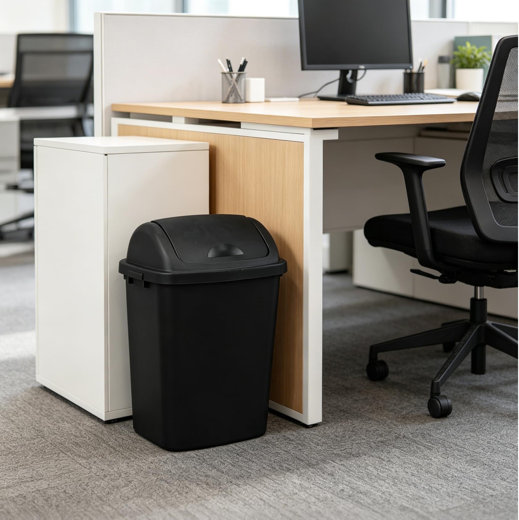 6 Gallon Plastic Garbage Cans with Swing Lid (4 Count)