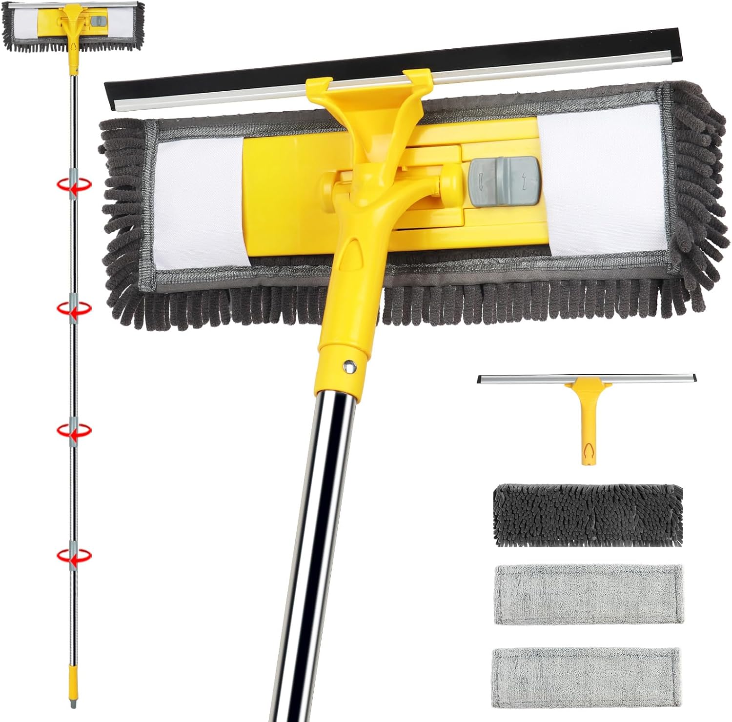 81" Long Handle Window Cleaner Tool Squeegee with Extension Pole, 2 in 1 Large Surface Window Cleaning Kit, Professional Window Washing Kit for High Windows Glass Car Mirror Solar Panel - ModHome Supplies