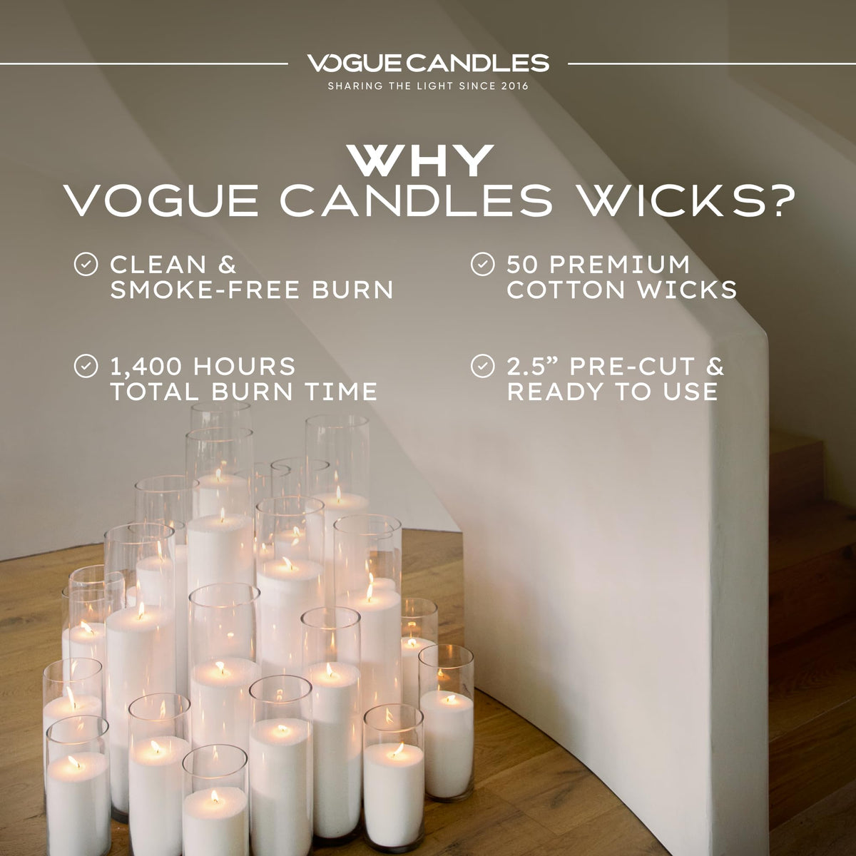 Vogue Candles Cotton Candle Wicks (50 Count)