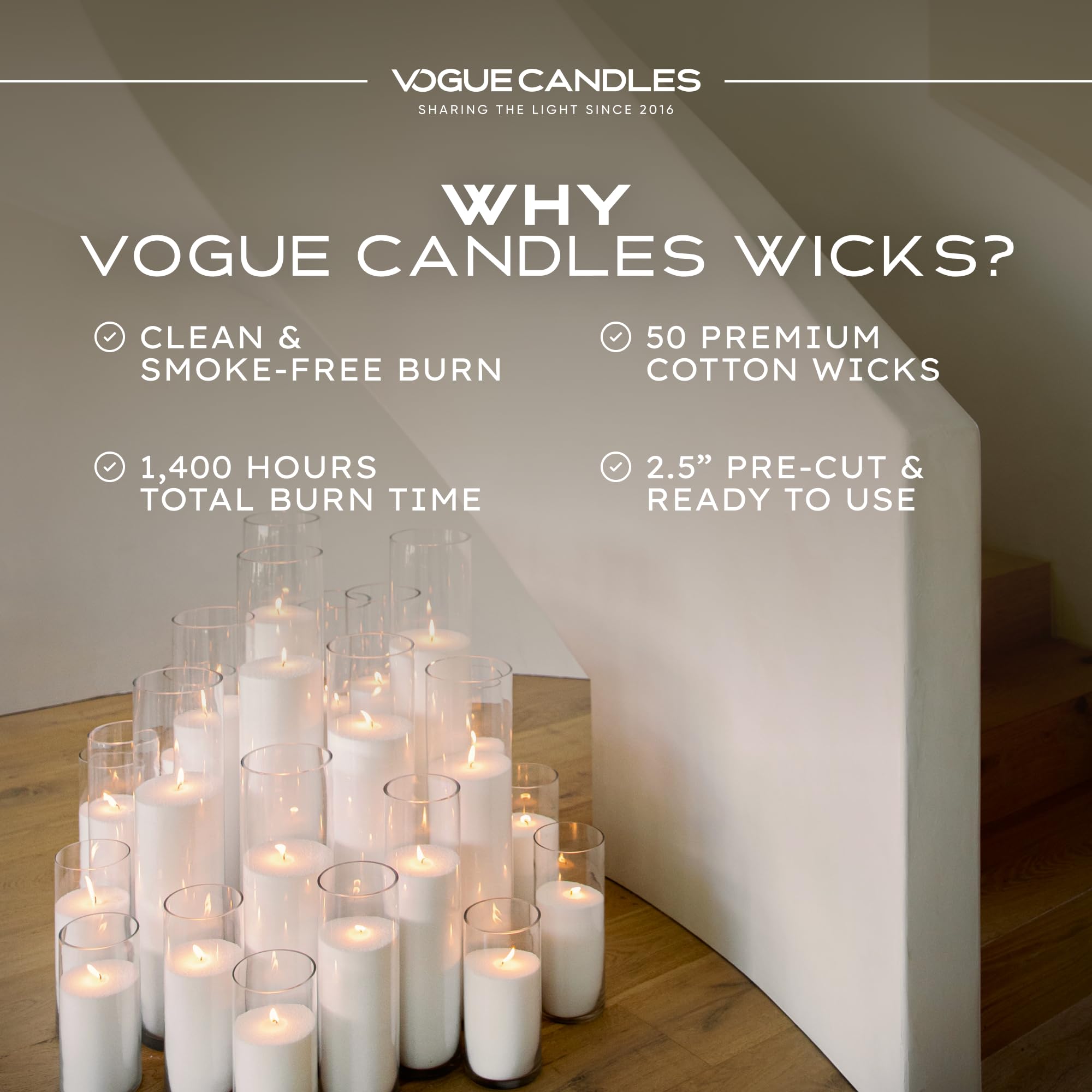 Vogue Candles Cotton Candle Wicks (50 Count)