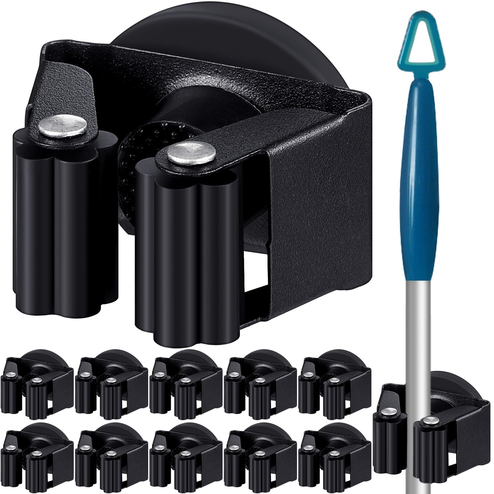 10 Pcs Magnetic Broom Holder Wall Mounted Anti Slip Rack