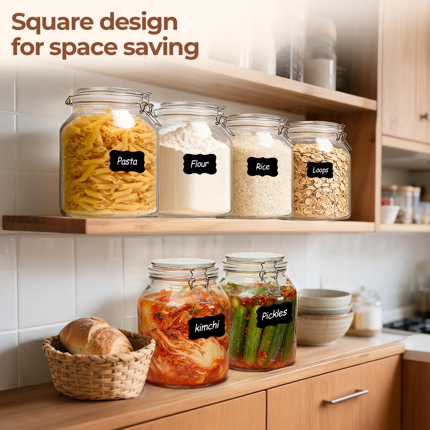 Glass Pantry Jars with Airtight Lids 0.7 Gallon 2 Pack Wide Mouth (2 Count)