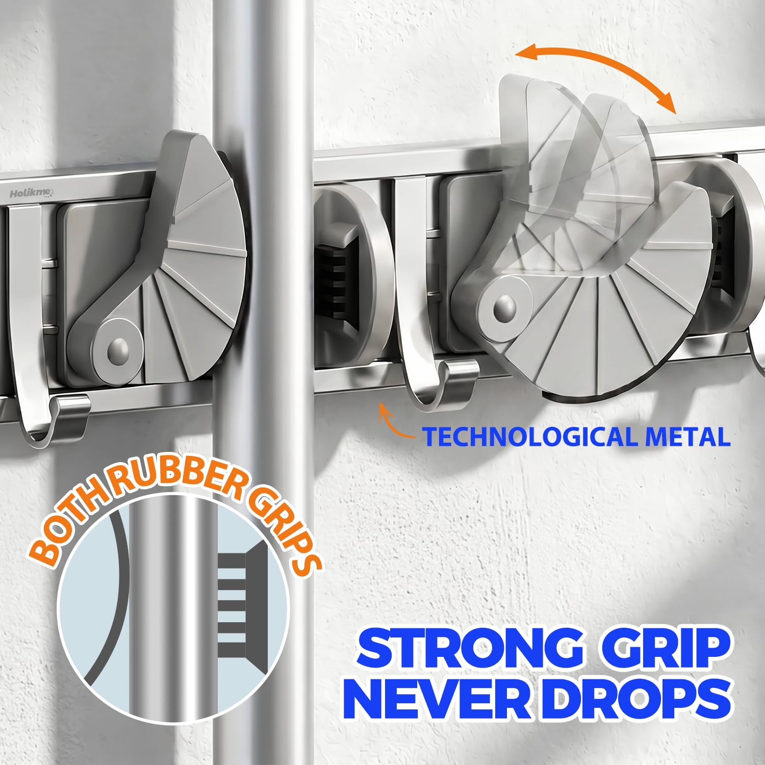 Mop Broom Holder Wall Mount Metal Pantry Organization and Storage Garden Kitchen Tool Organizer Wall Hanger for Home Goods