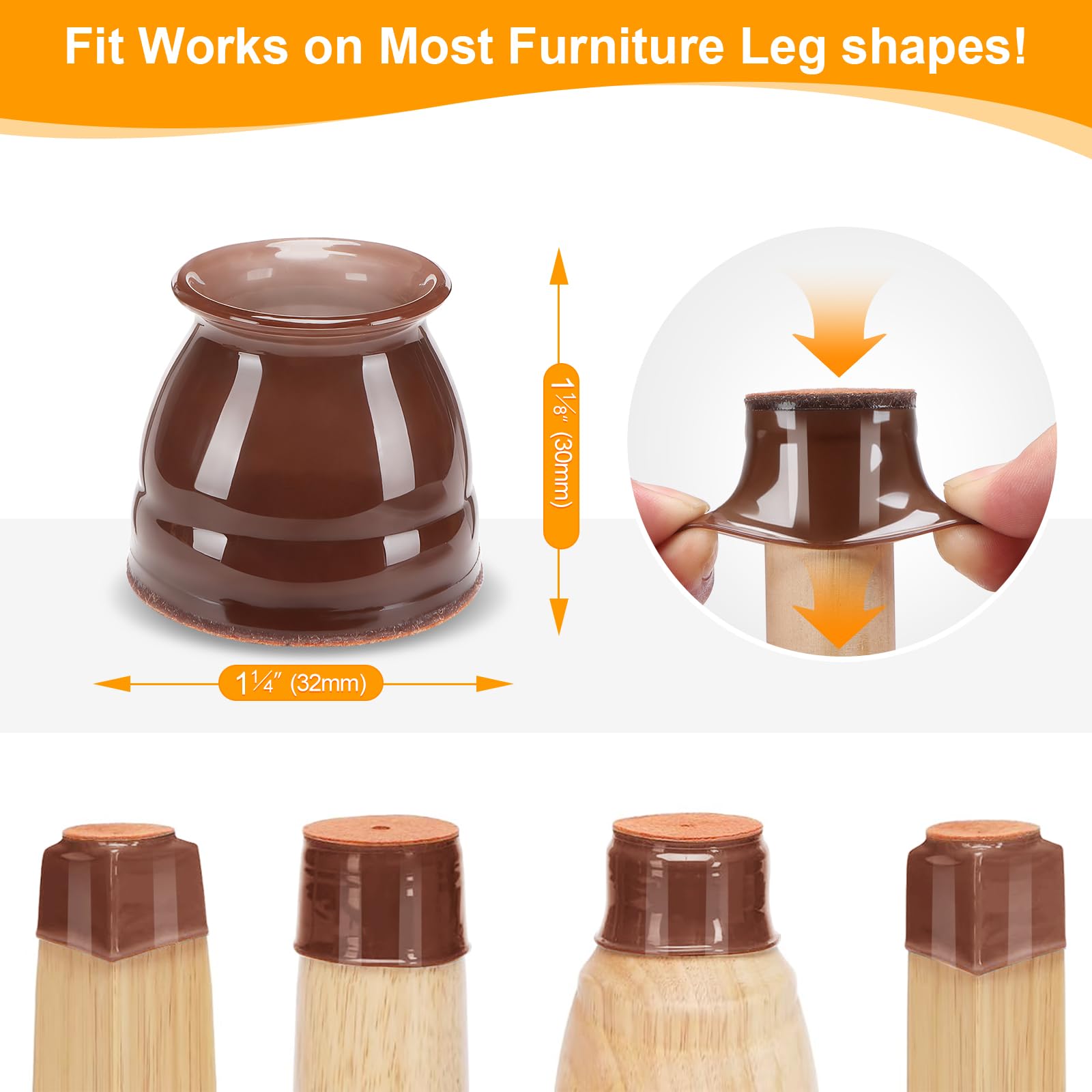 16 Pack Chair Leg Floor Protectors for Hardwood Floors (16 Count)