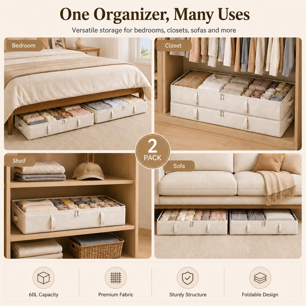 Side Supported Under Bed Storage Containers (2 Count)