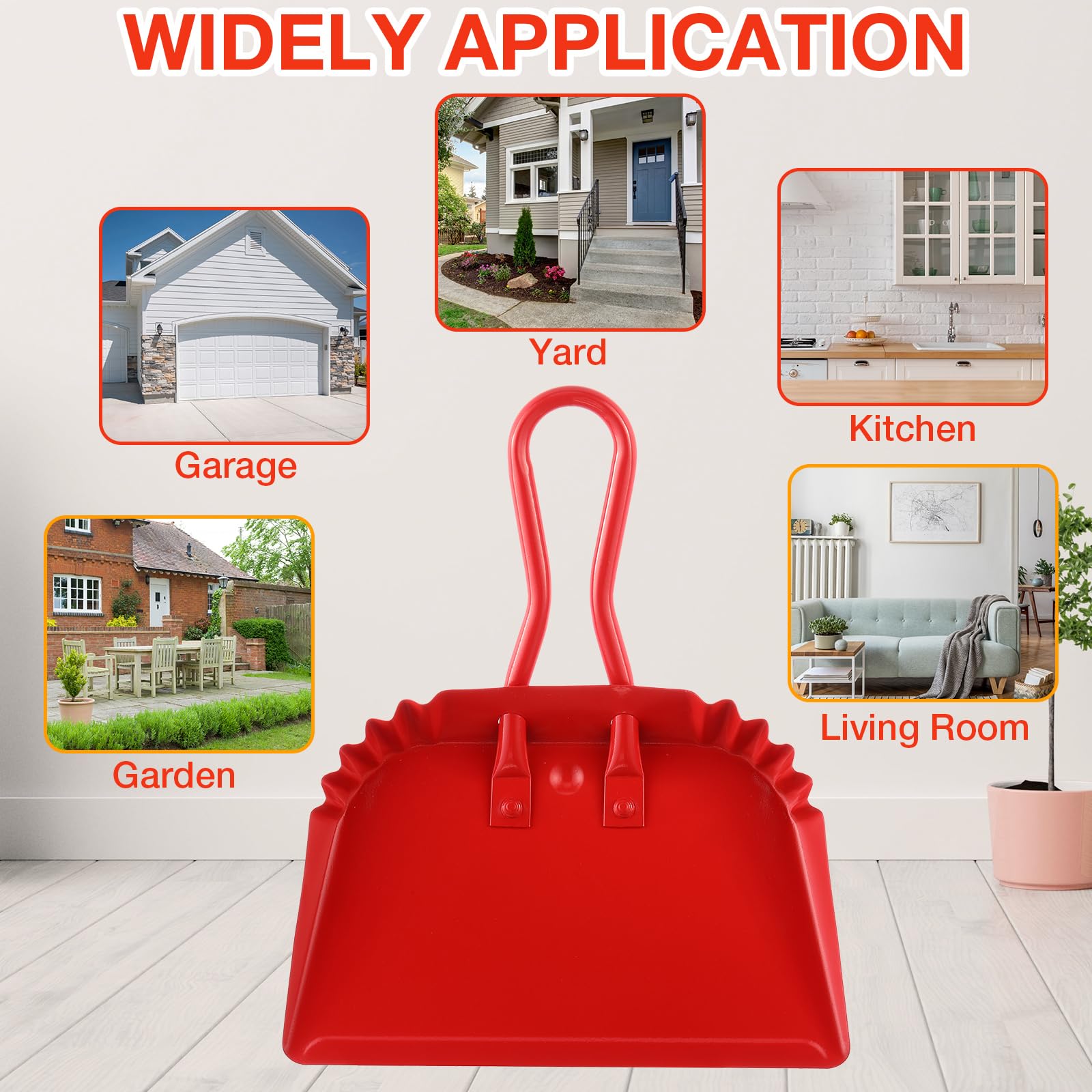 4 Pack 12 inch Heavy Duty Metal Dustpan Large Wide Dust Pans for Household Handheld Wide Scooper and Debris Cleaning Tool Ideal for Home and Commercial Use (4 Count)