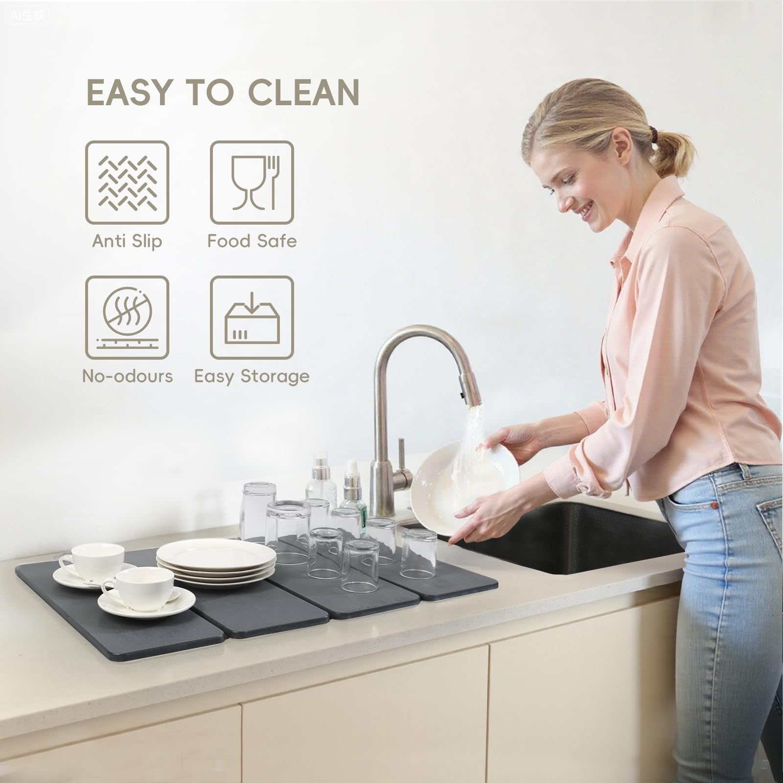 Small Stone Drying Mats for Kitchen Counter