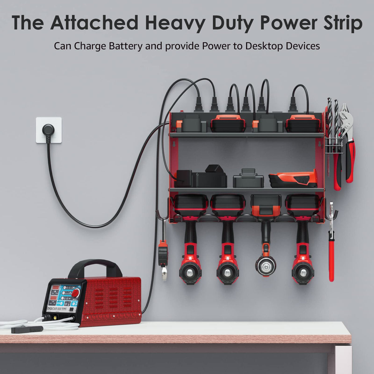 Wall Mount Modular Tool Charging Organizer