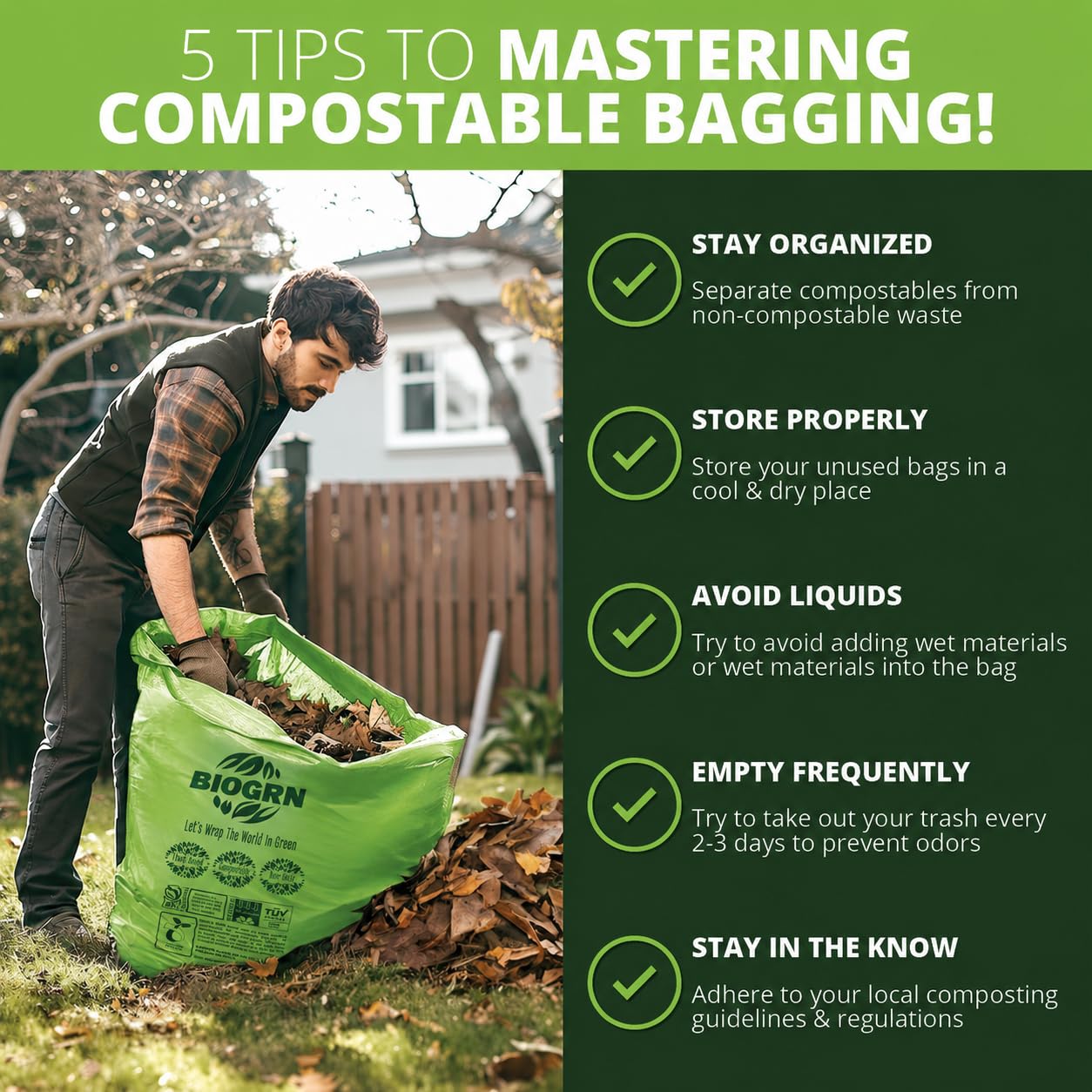 60 64 Gallon Compostable Trash Bags (12 Count)