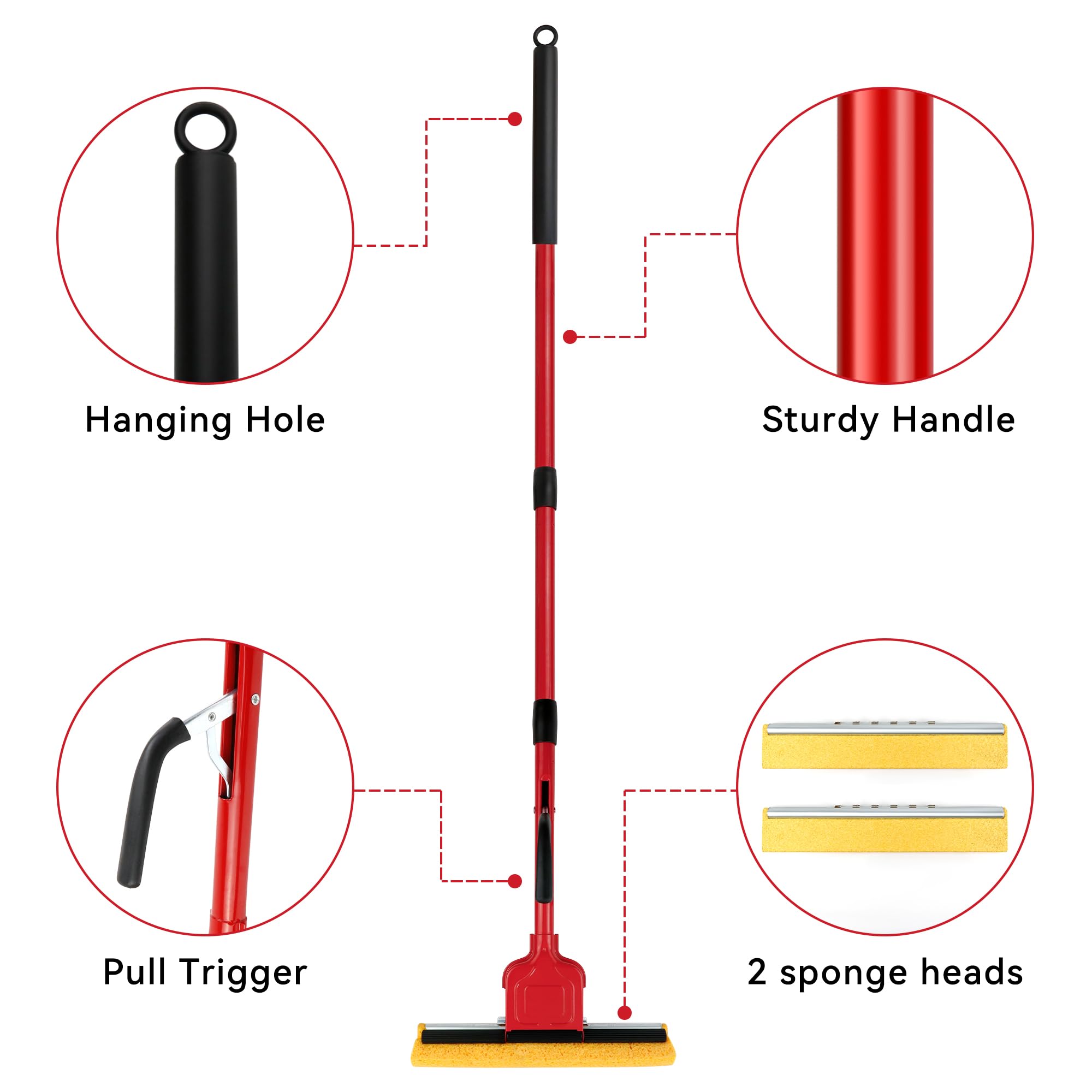 Cellulose Sponge Pop Up Sponge Mop with 2 Swop Roller Sponge mop Suitable for Wood