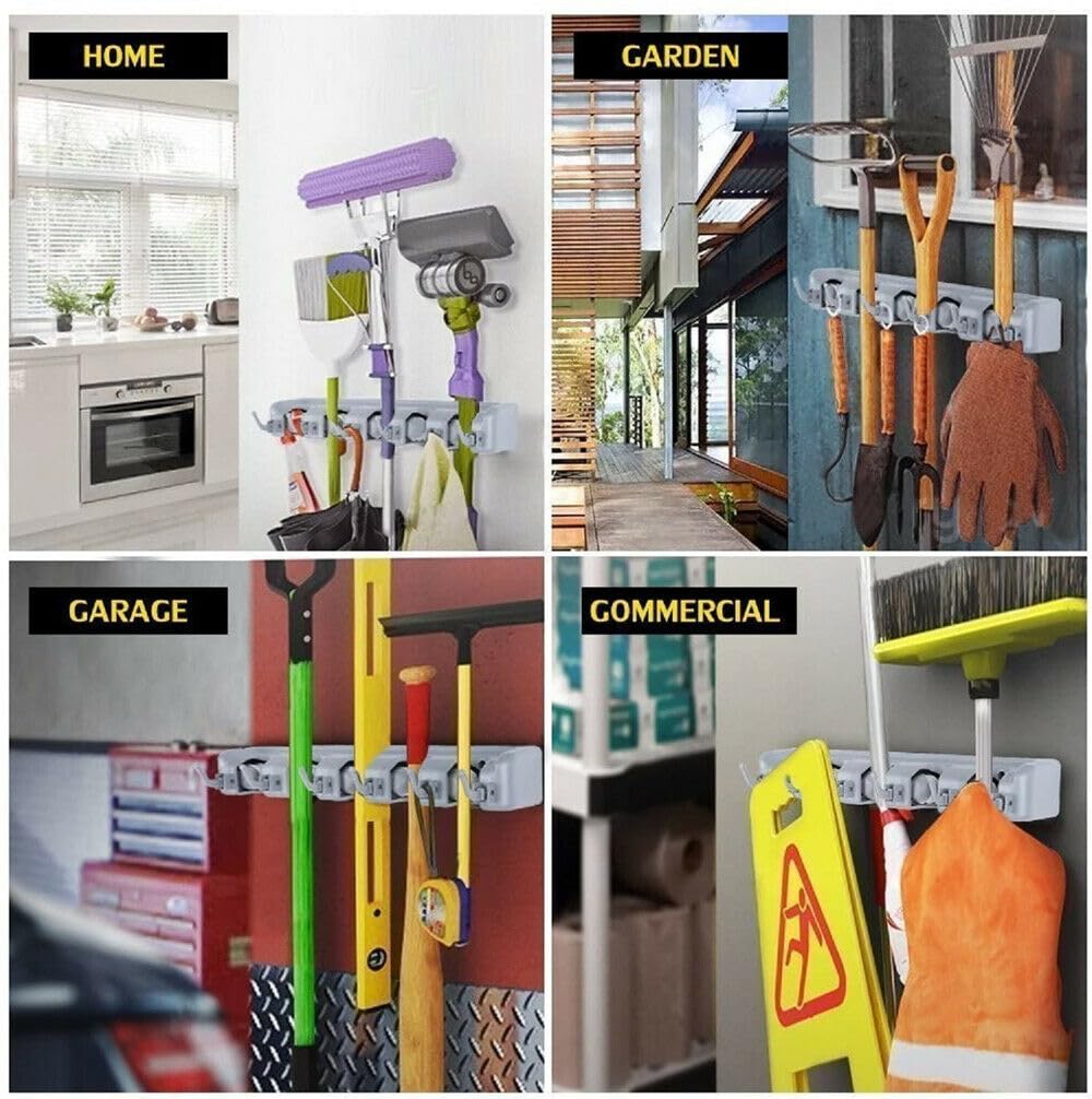 Broom Holder Wall Mount and Garden Tool Organizer