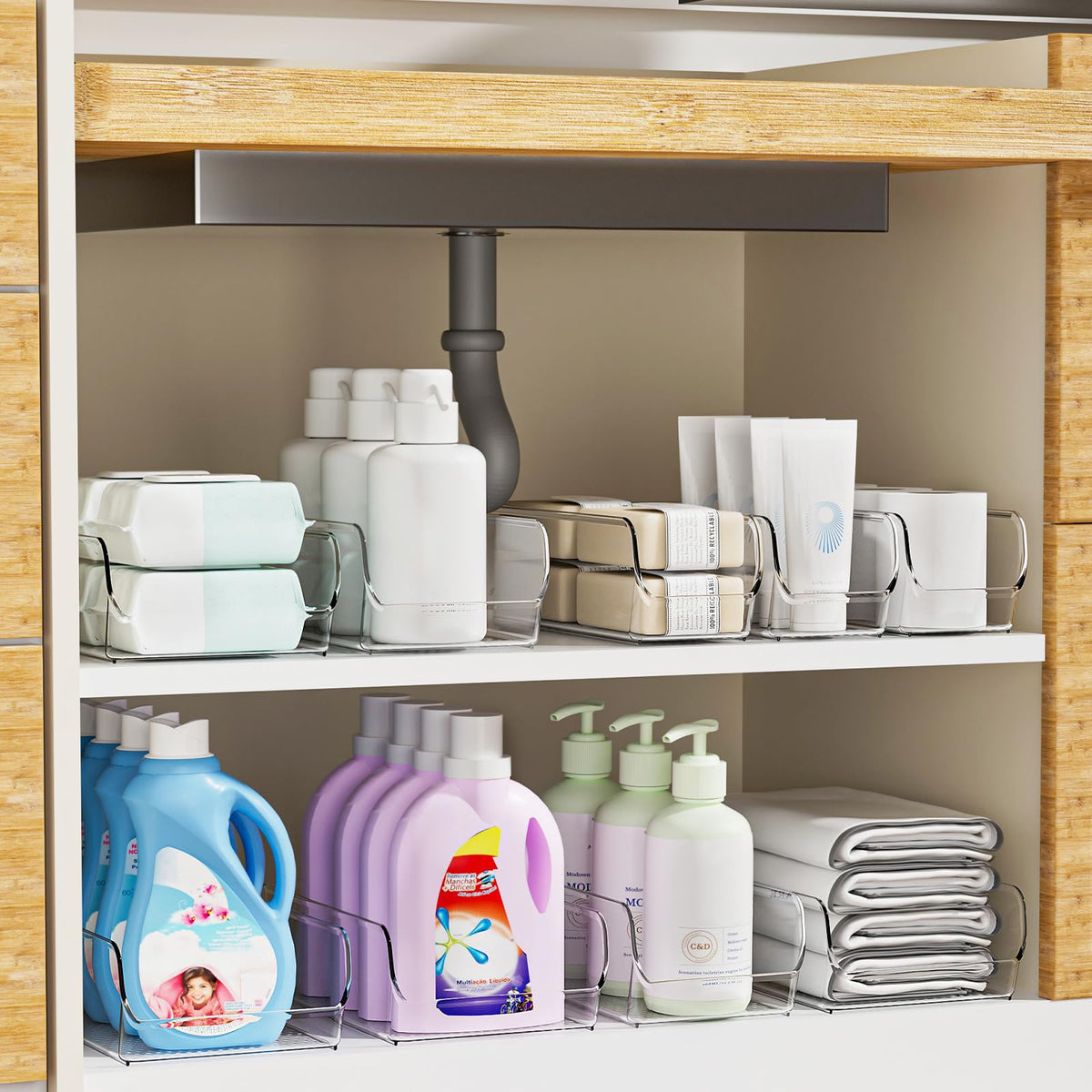 Set of 6 Clear Plastic Storage Bins