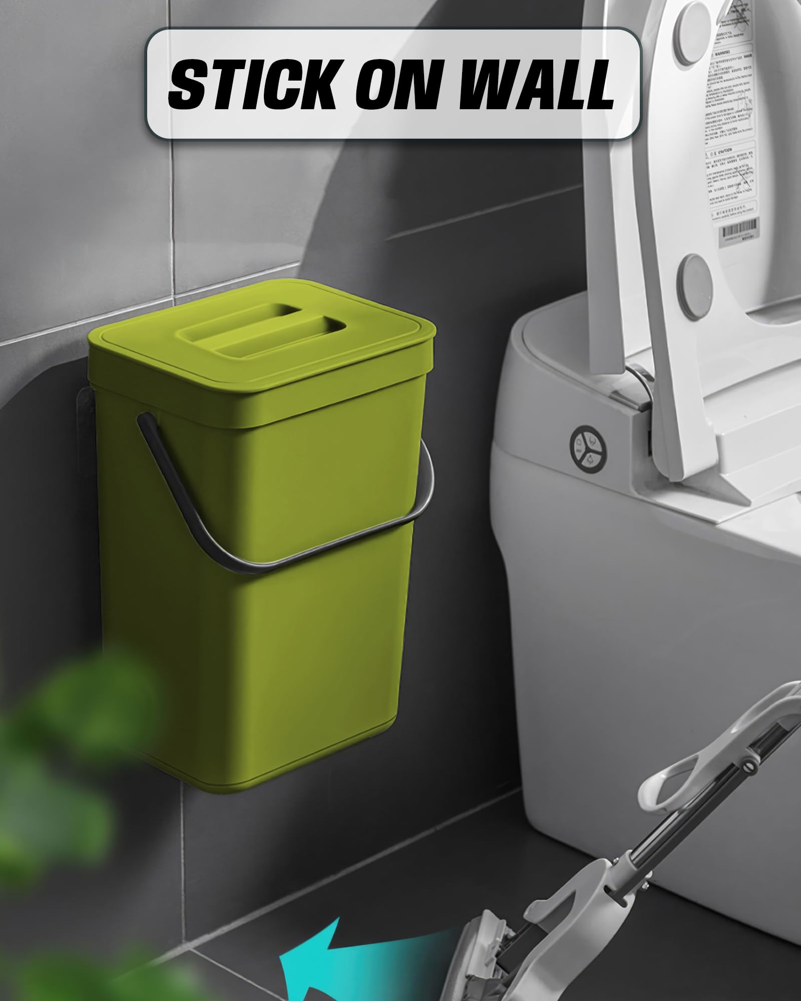 3.2 Gallons Hanging Trash Can with Lid
