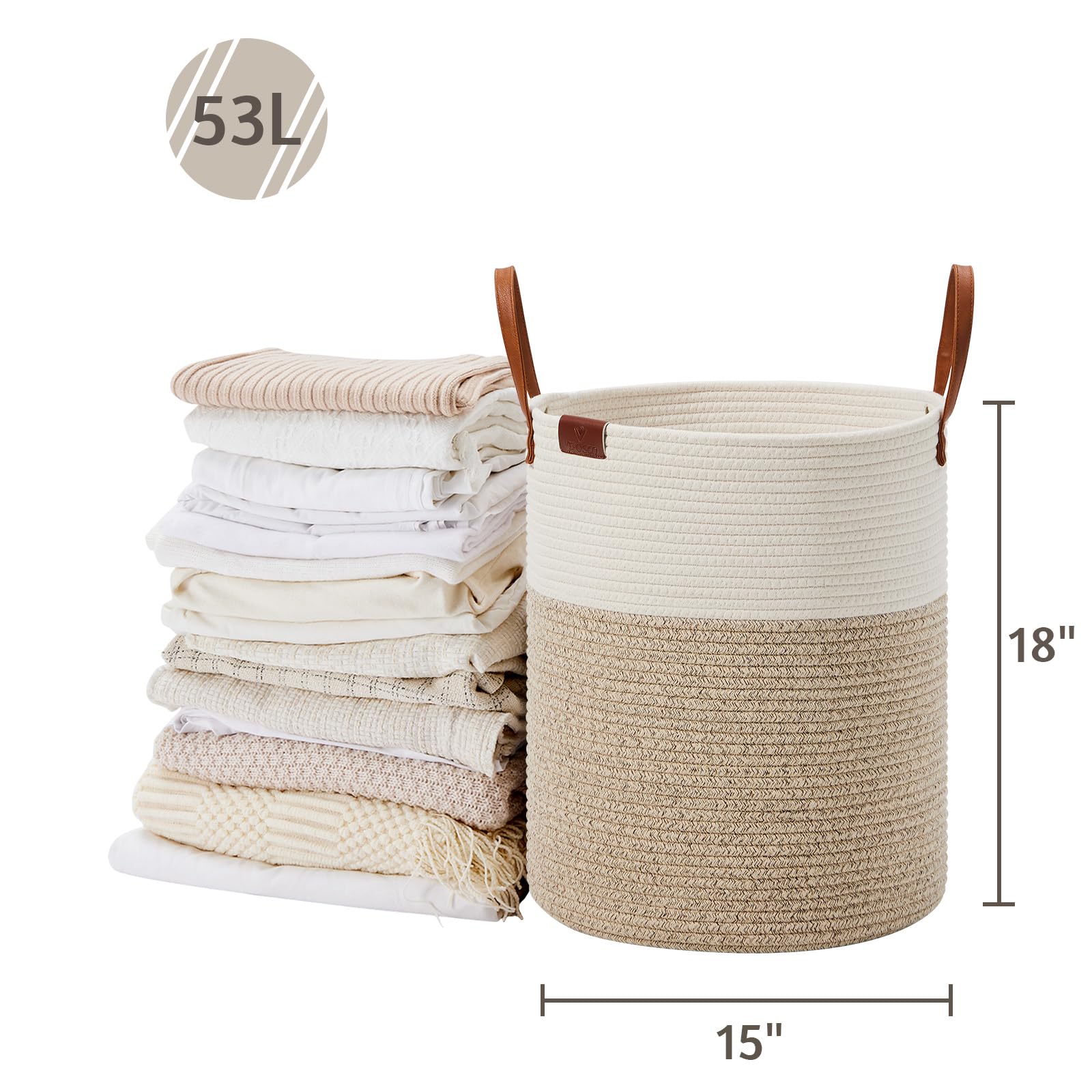 53L Tall Woven Rope Laundry Hamper (1792.1432 Fl Oz) - ModHome Supplies