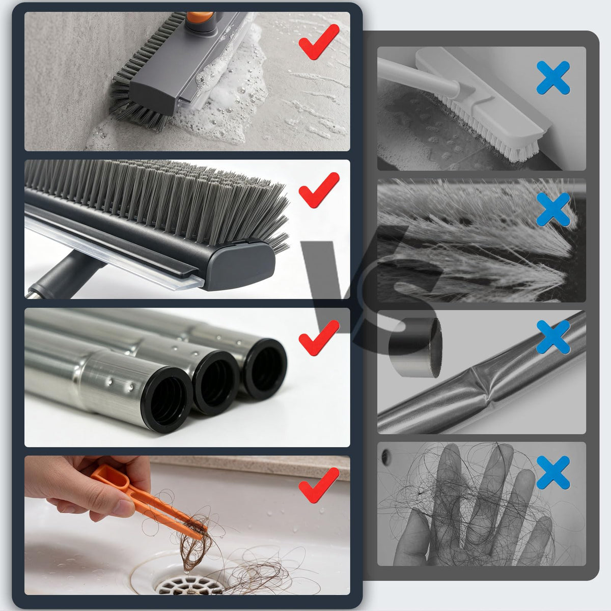 3 in 1 Floor Scrub Brush with Long Handle 53.7"