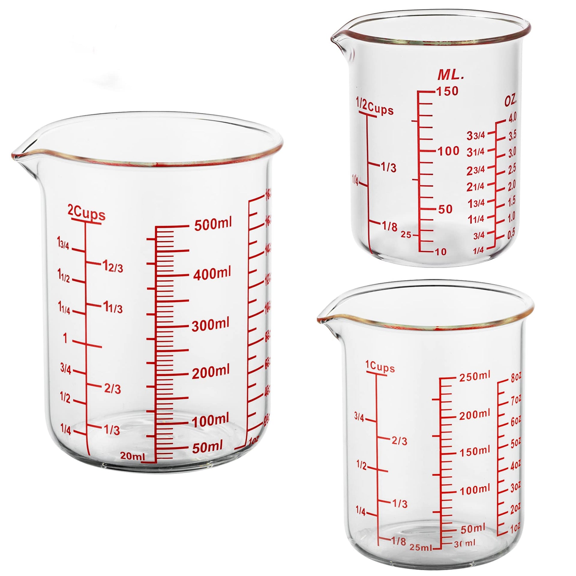 3 Piece Glass Measuring Cup Set