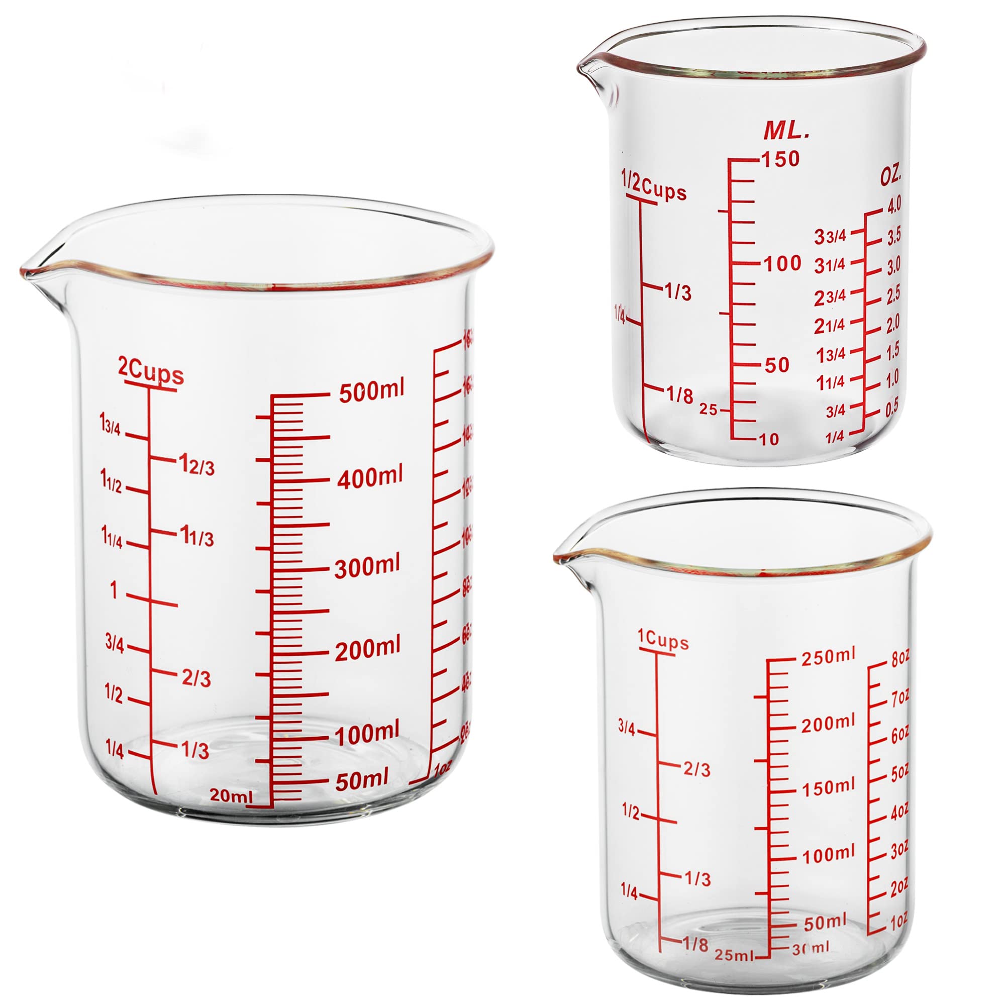 3 Piece Glass Measuring Cup Set