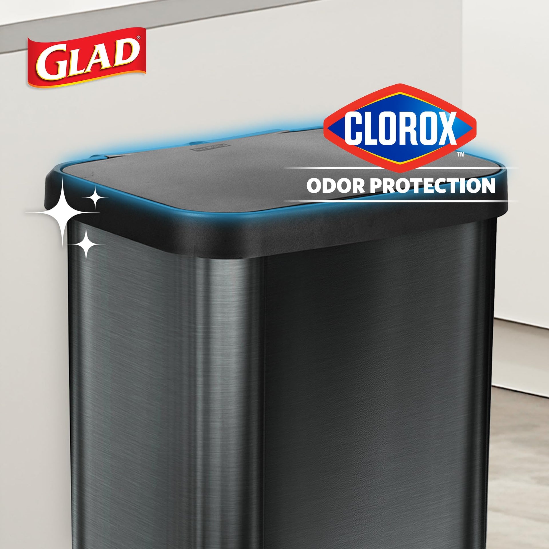 Stainless Steel Trash Can with Clorox Odor Protection