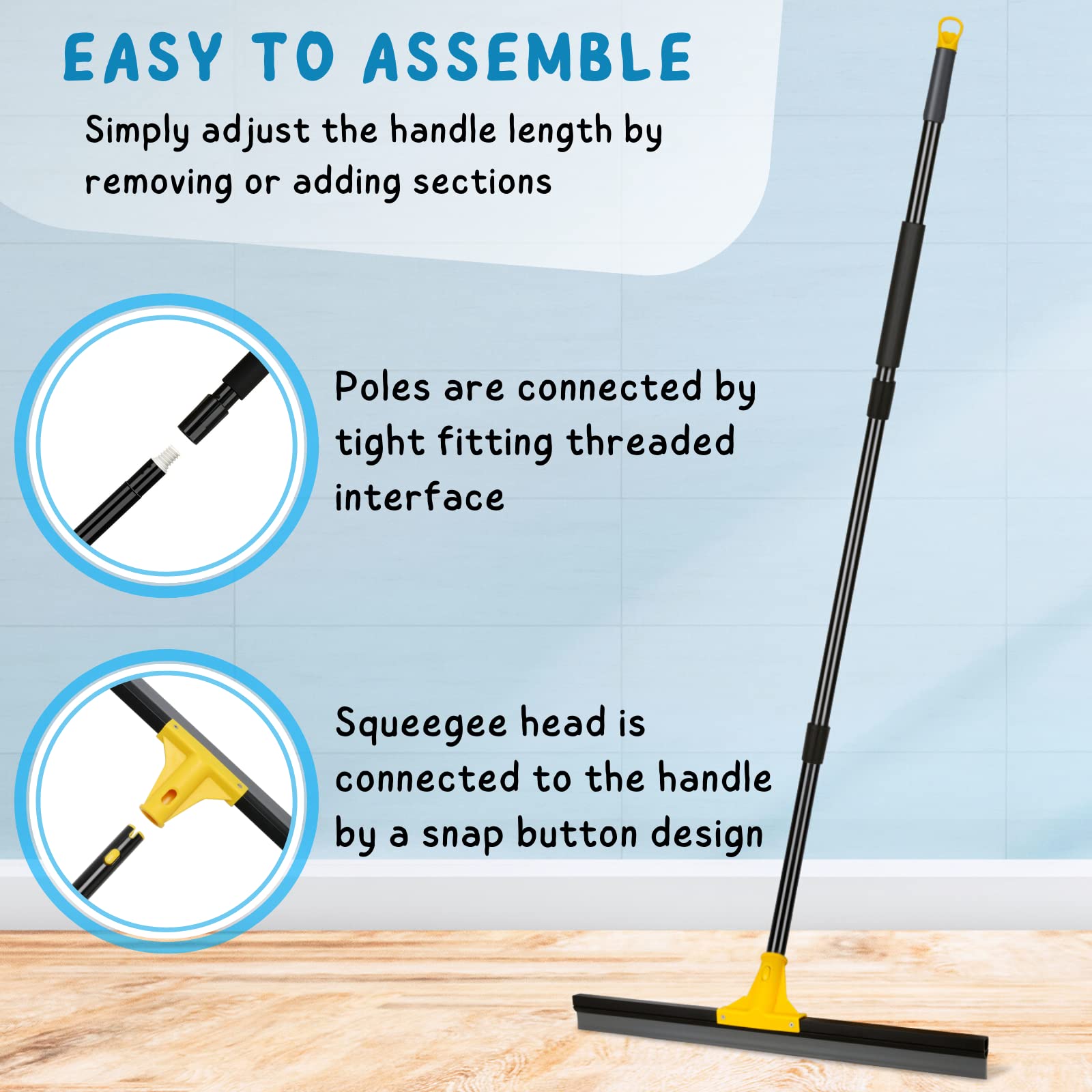 Floor Squeegee for Concrete and Tile Cleaning