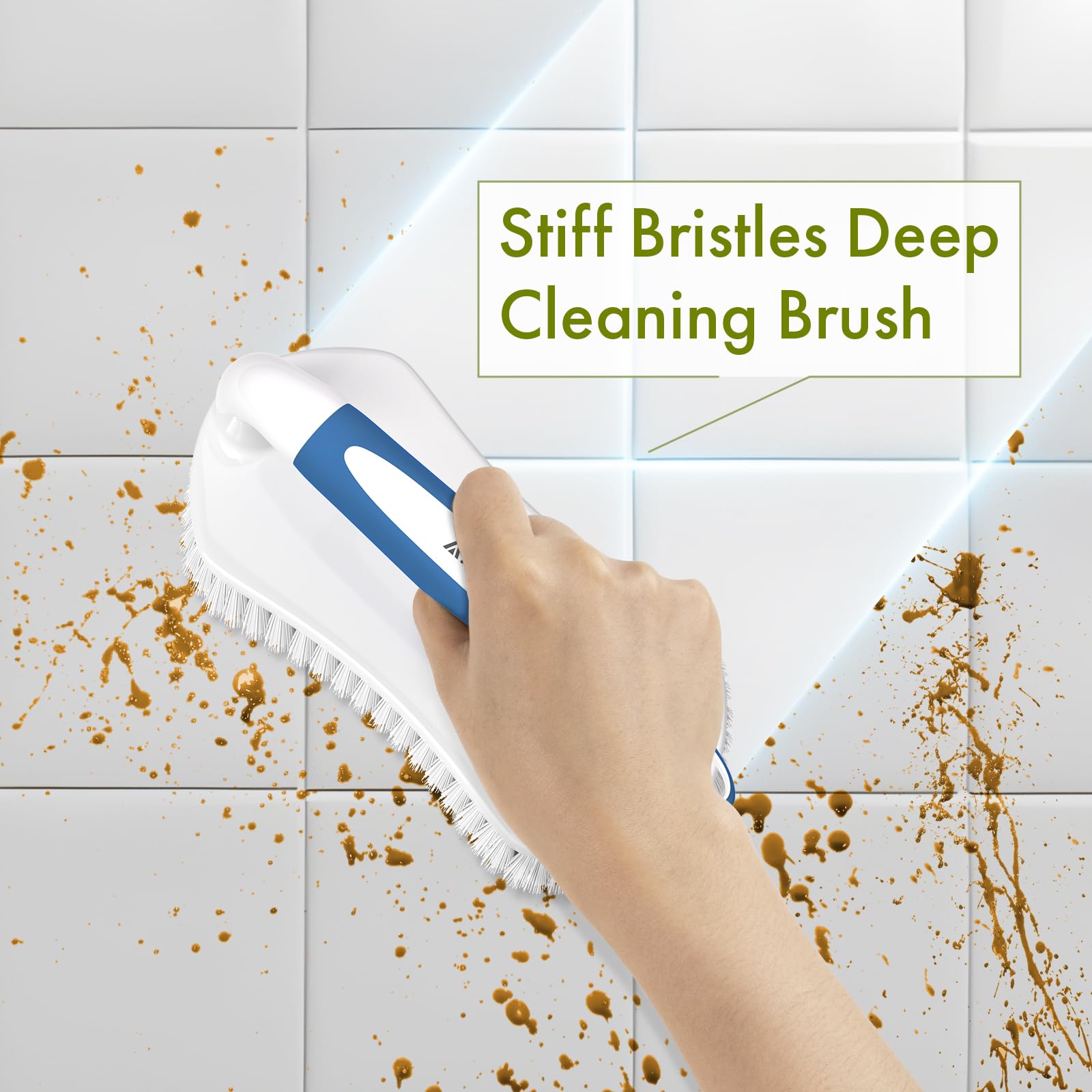 Scrub Brush for Cleaning Comfort Grip Shower Scrubber Flexible Stiff Bristles with Handle Heavy Duty Cleaner Brush for Tub Sink Carpet Floor (2 Count)