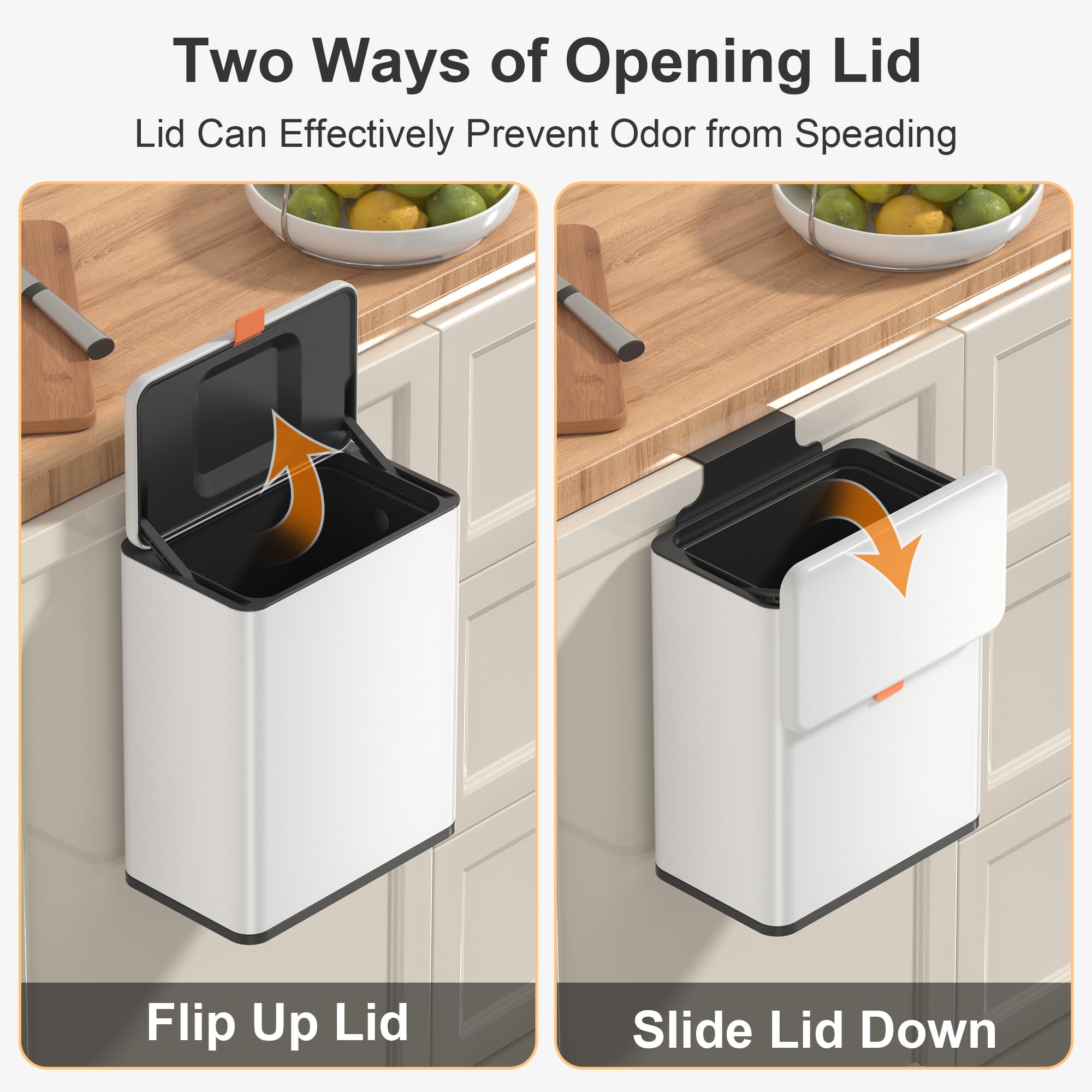 2.1 Gal White Hanging Stainless Steel Compost Bin