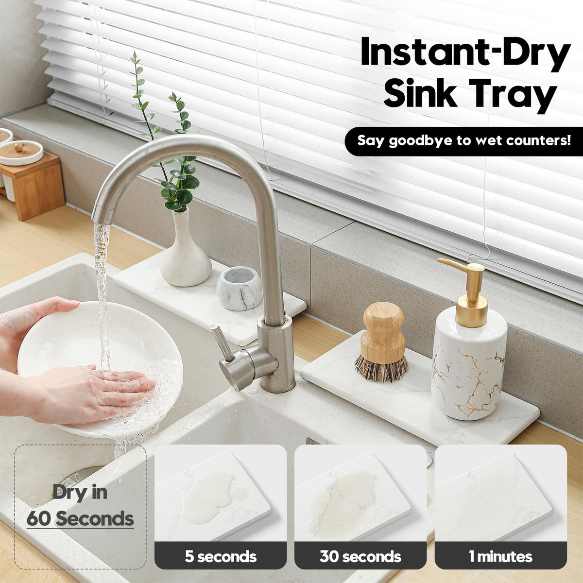 2PCS 10"x 5" Large Bathroom Sink Vanity Trays (2 Count)