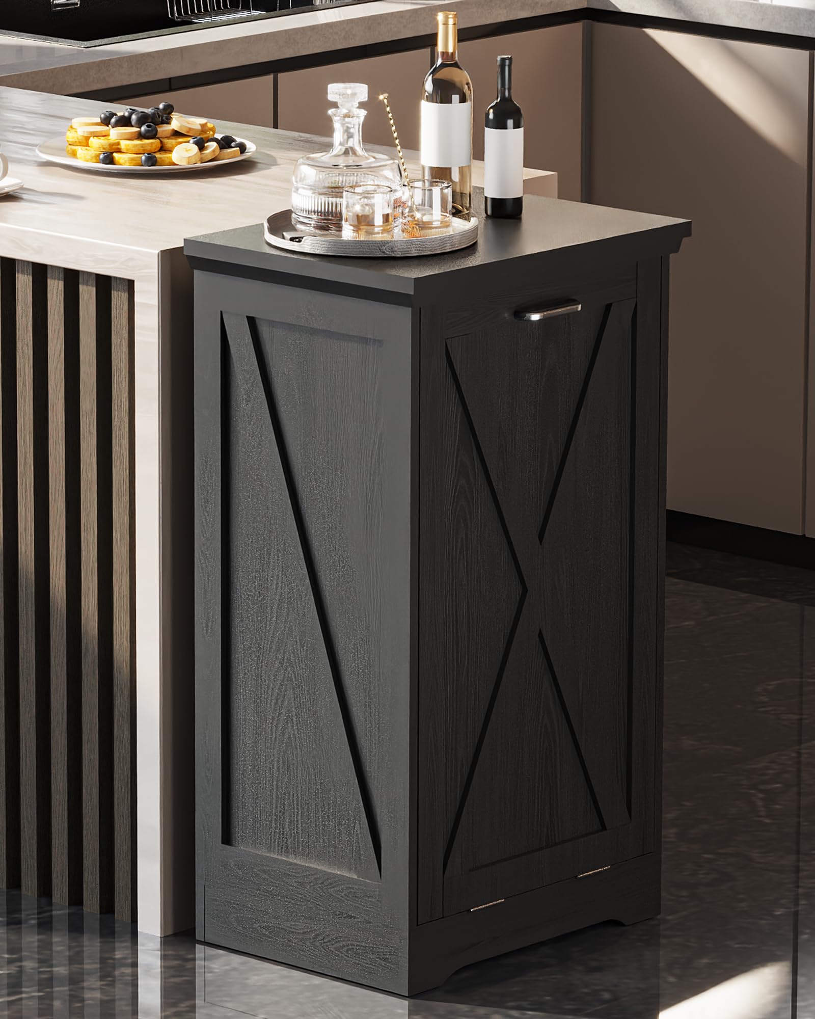 Single 13 Gallon Tilt Out Trash Can Cabinet with Deodorising Function