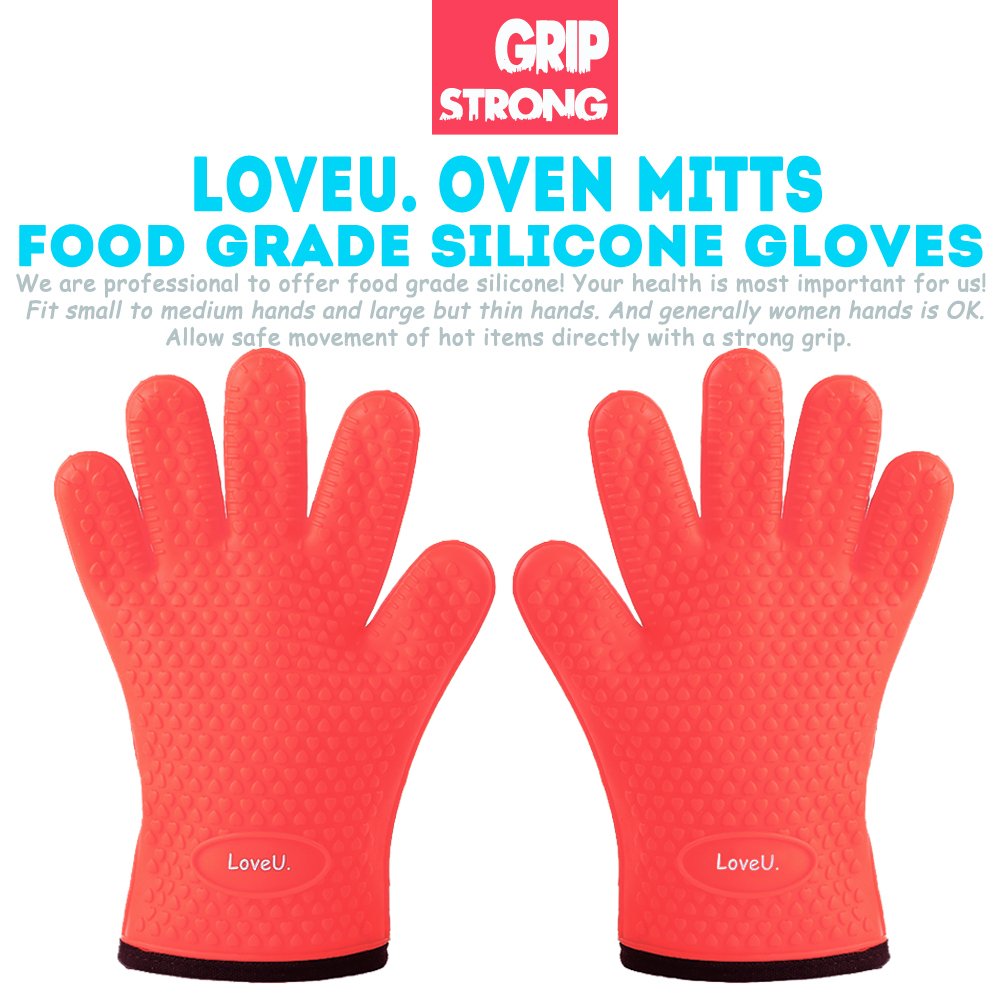 Silicone Oven Mitts Gloves (2 Count)