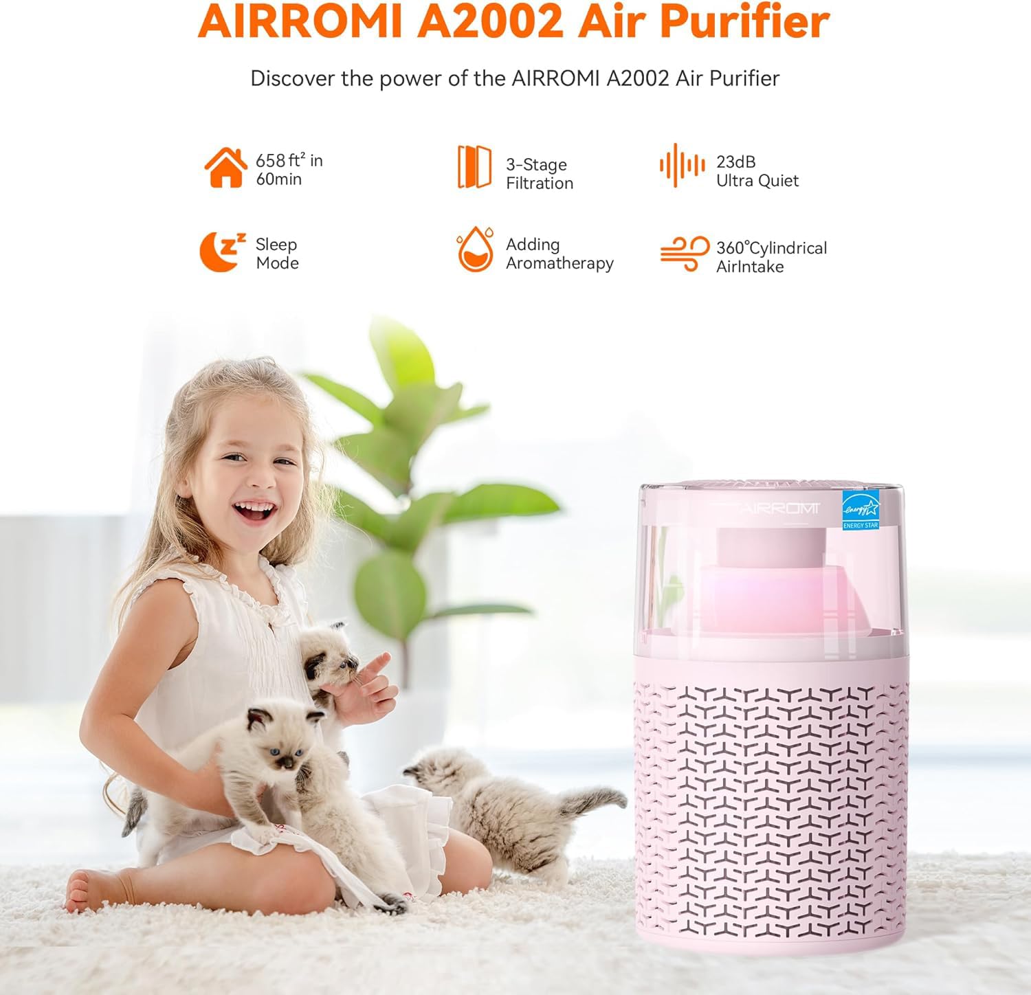 Pet Air Purifier for Home & Bedroom