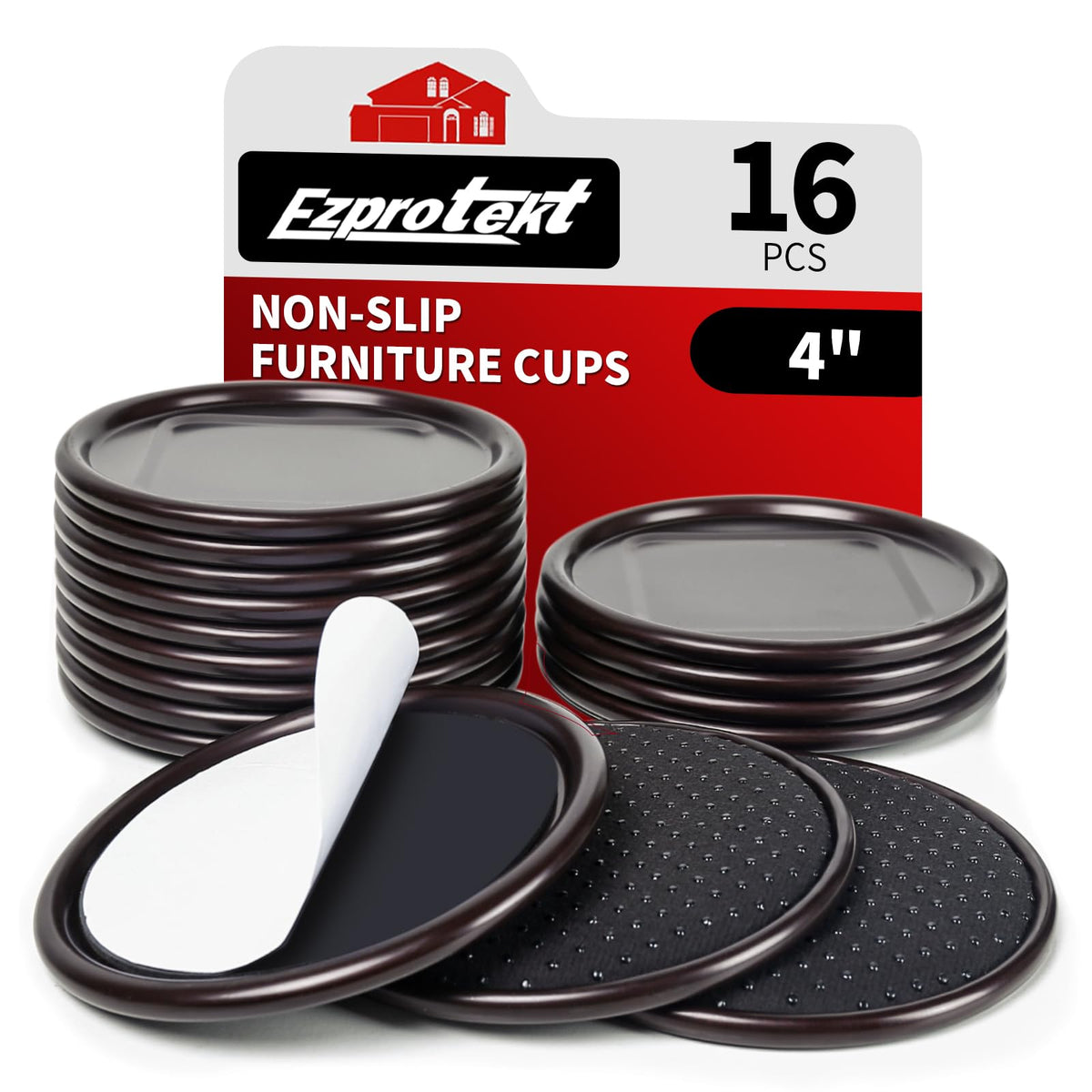 4" Round Non Slip Furniture Pads to Prevent Floor Scratches (16 Count)