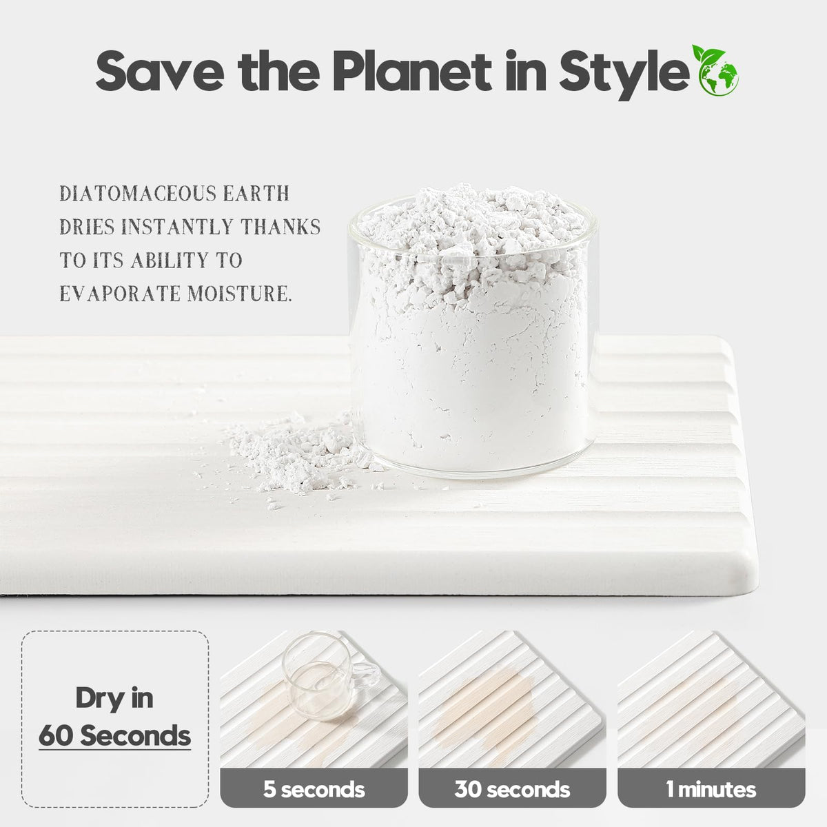 2PCS Water Absorbing Stone Drying Tray Mat for Bathroom Sink & Kitchen Counter Organizer (2 Count)