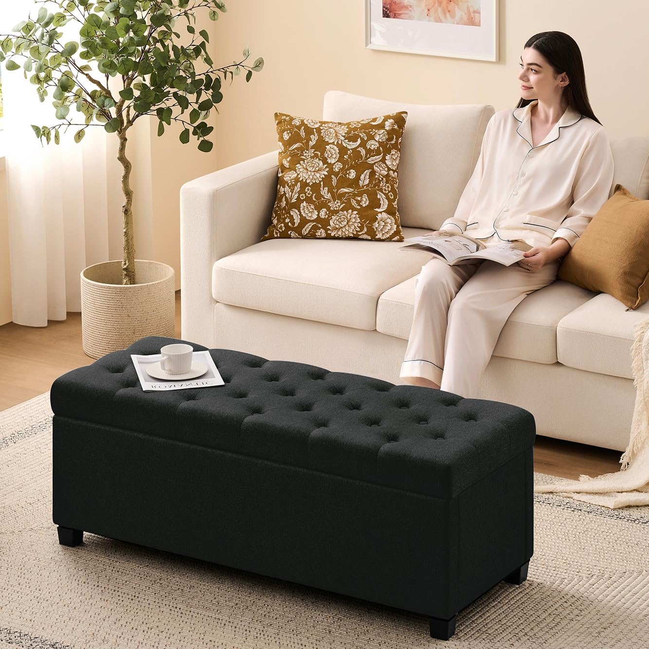 Storage Ottoman Bench for Bedroom