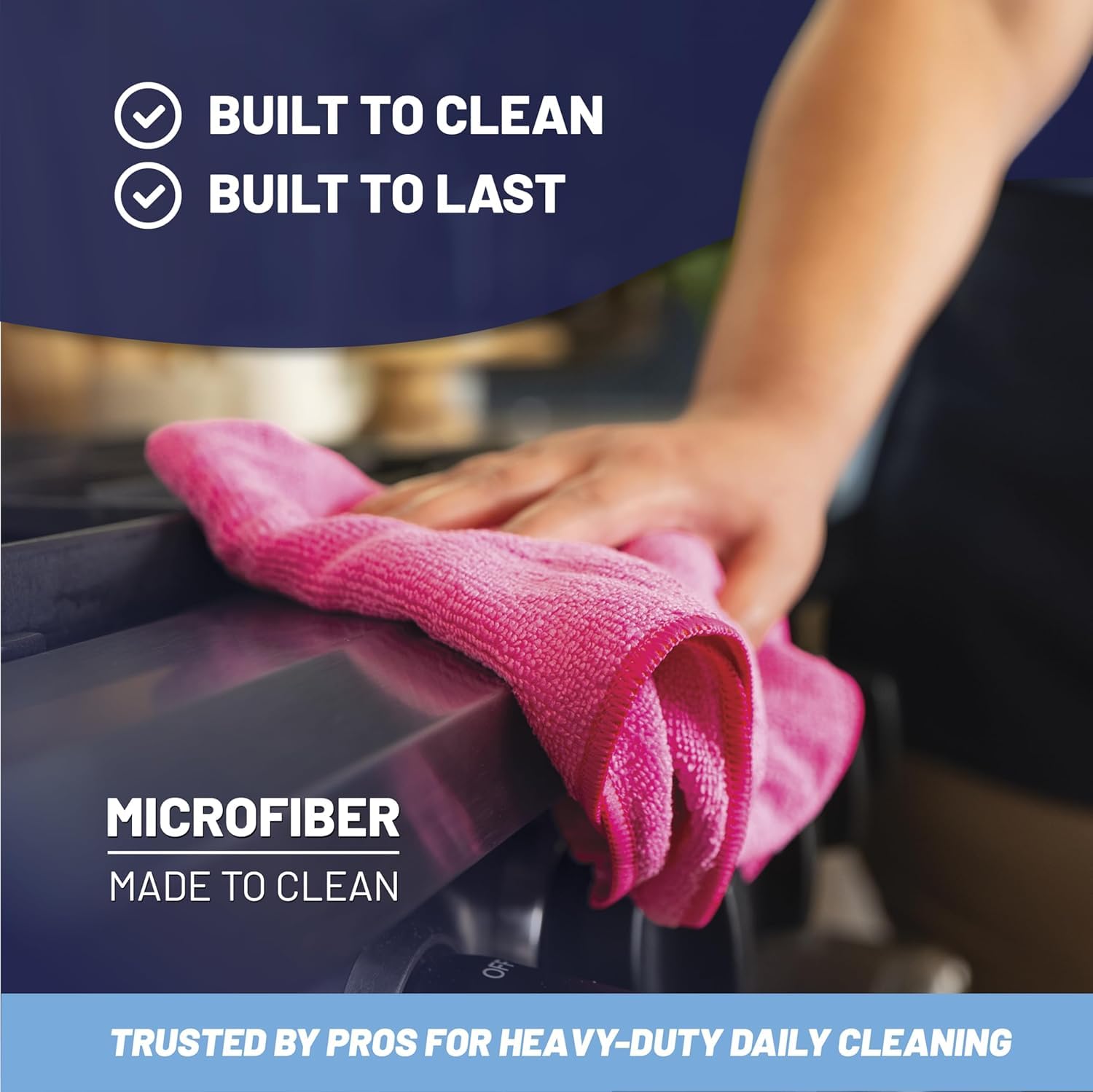MW PRO Microfiber Cleaning Cloths Dark Blue 12 Pack (12 Count)