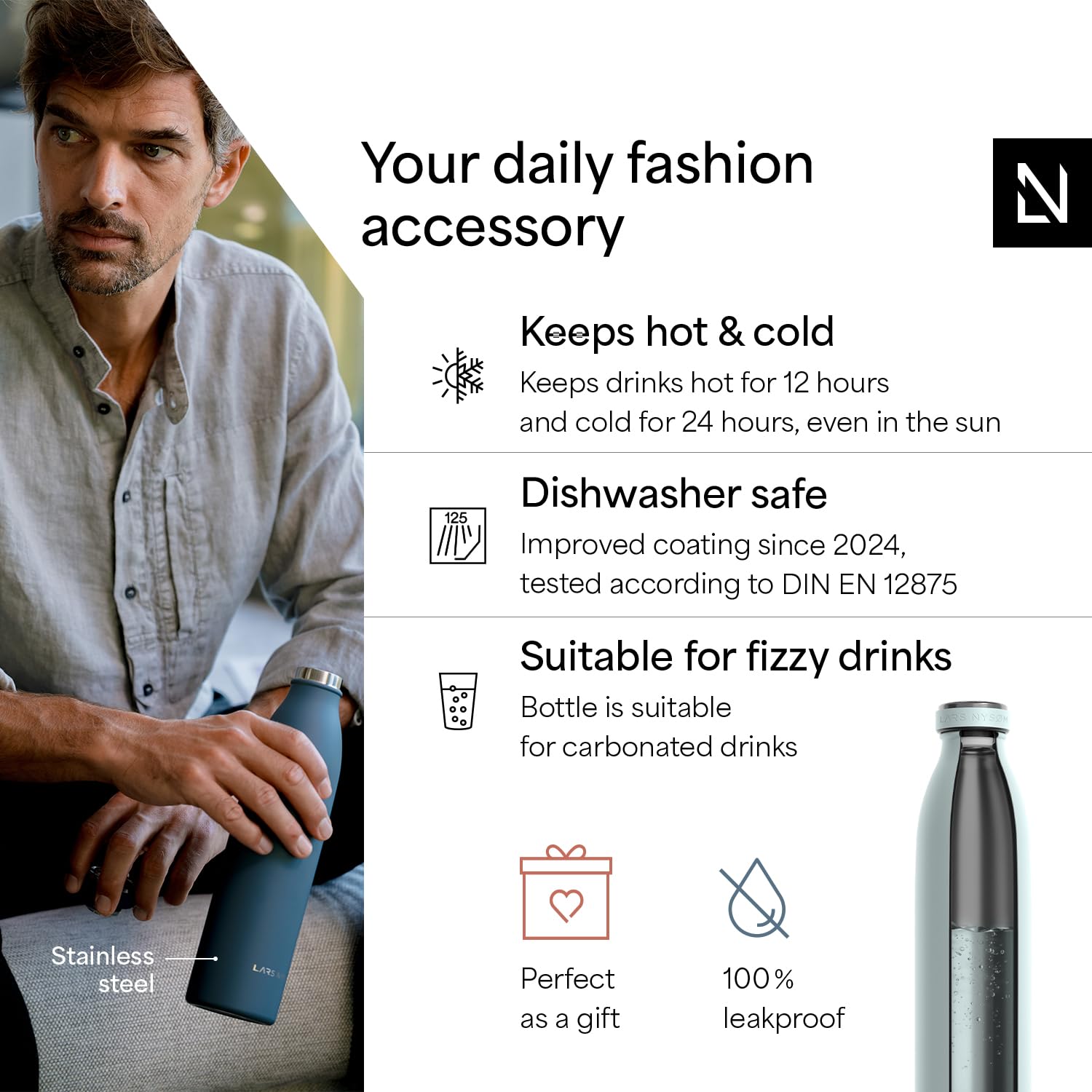 Stainless Steel Insulated Water Bottle 12oz 17oz 25oz 34oz 51oz
