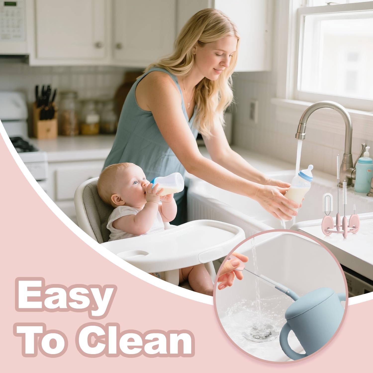 4in1 Standing Straw Cleaner Brush with Holder for Straws (4 Count)