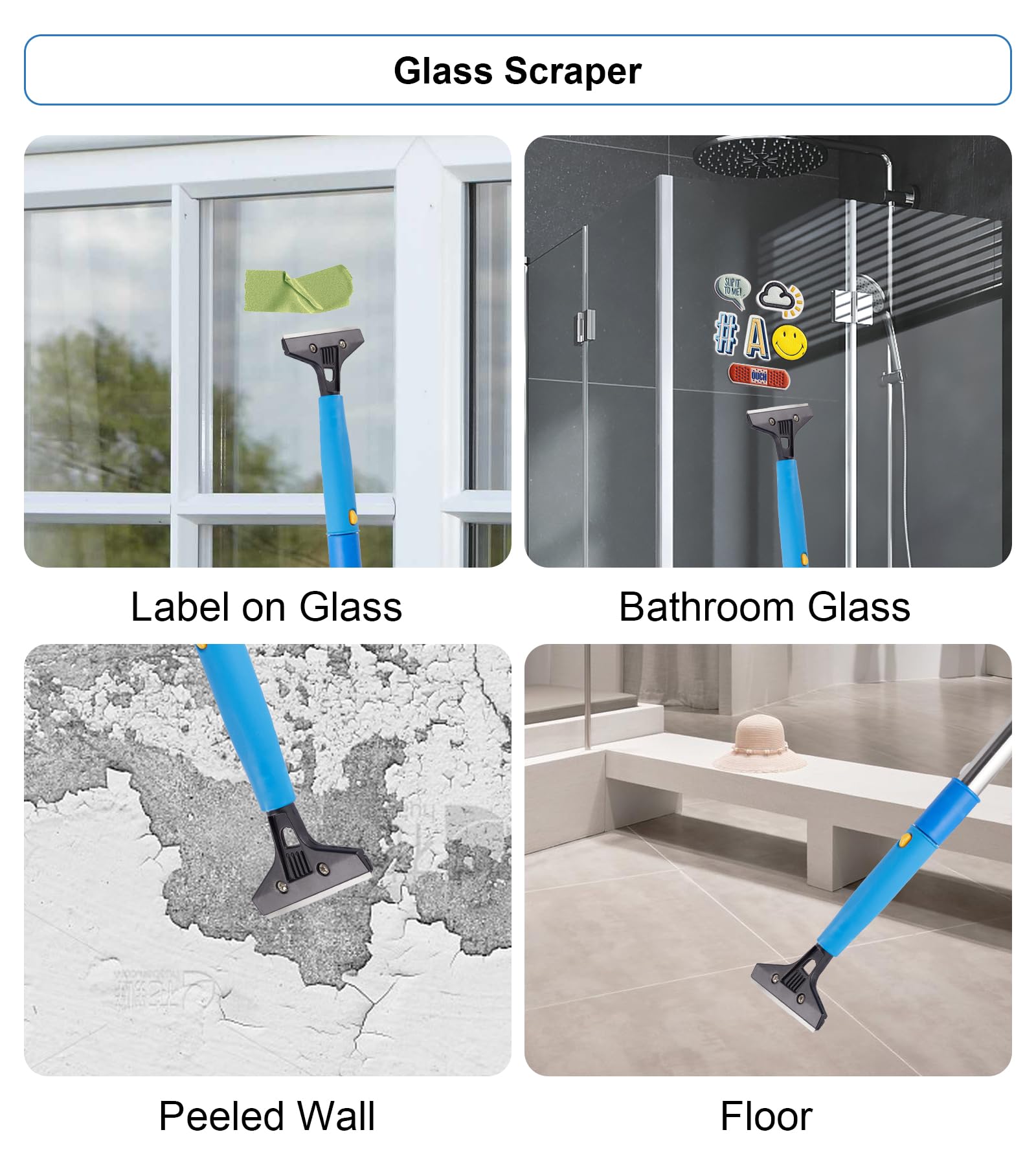 Window Squeegee Cleaner with 4 Stainless Steel Extension Poles