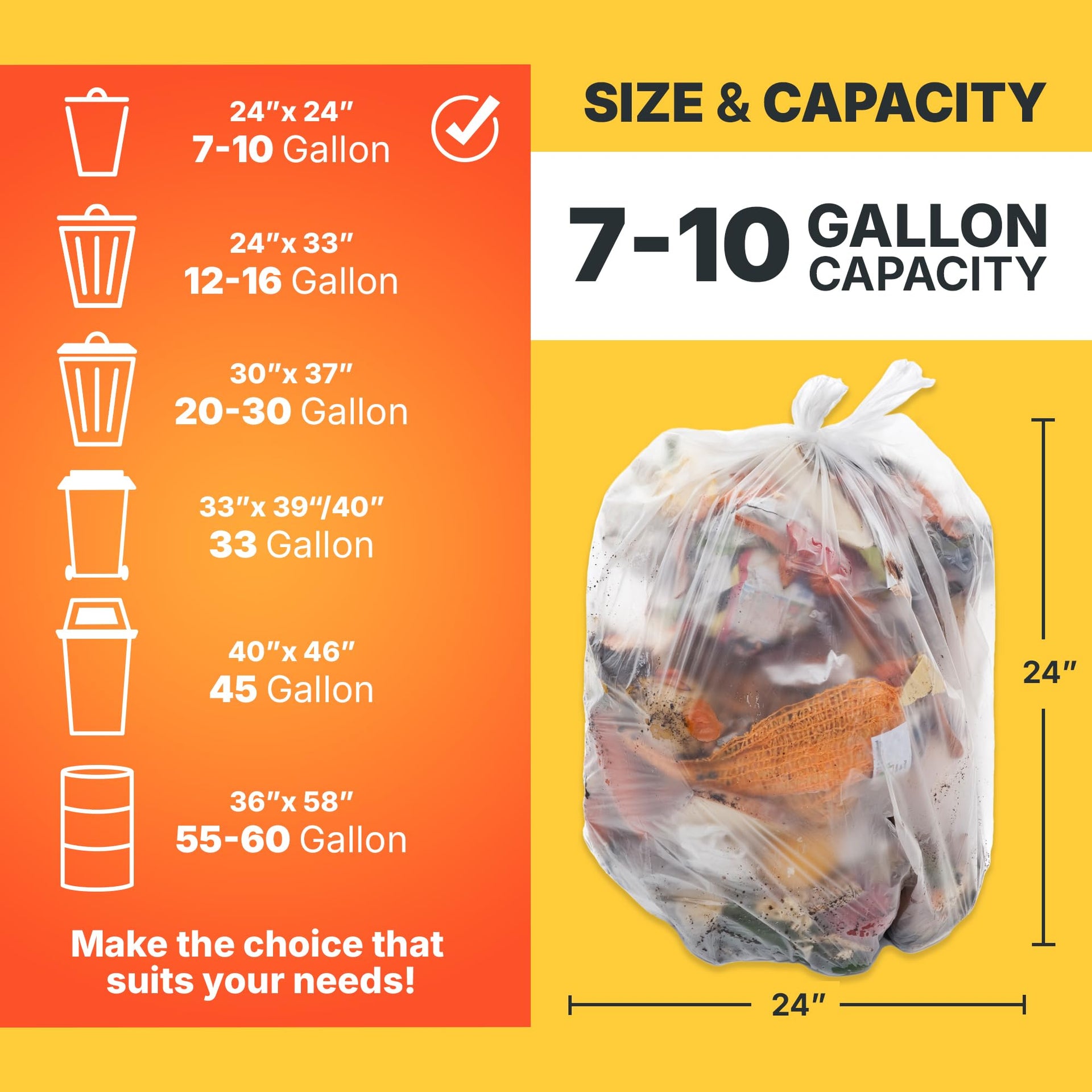 7 10 Gallon Trash Bags (1000 Count)