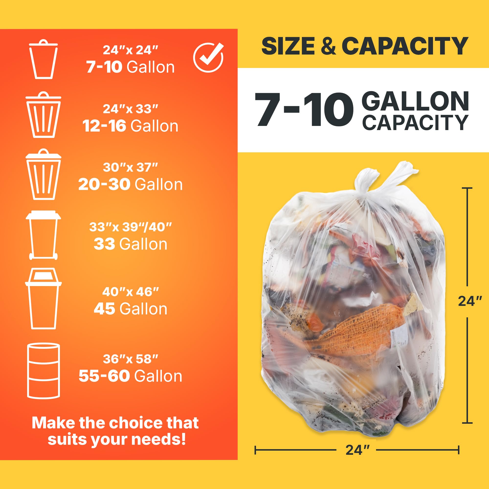 7 10 Gallon Trash Bags (1000 Count)