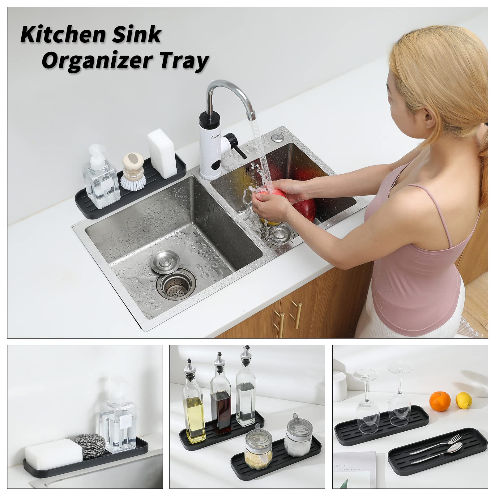 Silicone Kitchen Sink Organizer Tray for Multiple Usage