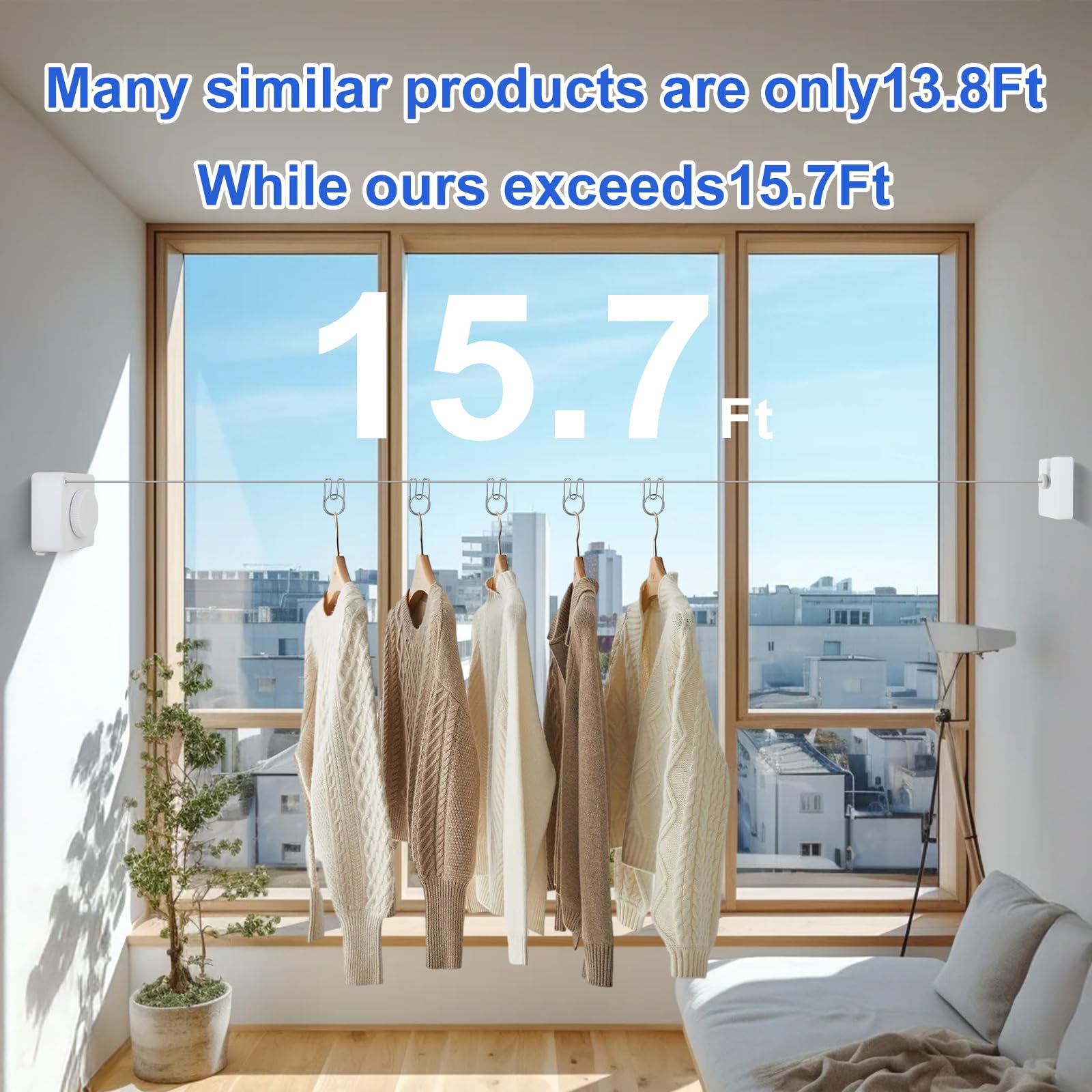 15.7Ft Retractable Clothesline Indoor Outdoor is Also an Anti (15.7 Foot)