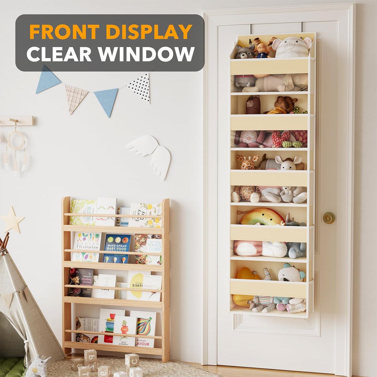 1 Pack Over The Door Organizer with 5 Large Pockets and 10 Mesh Side Pockets