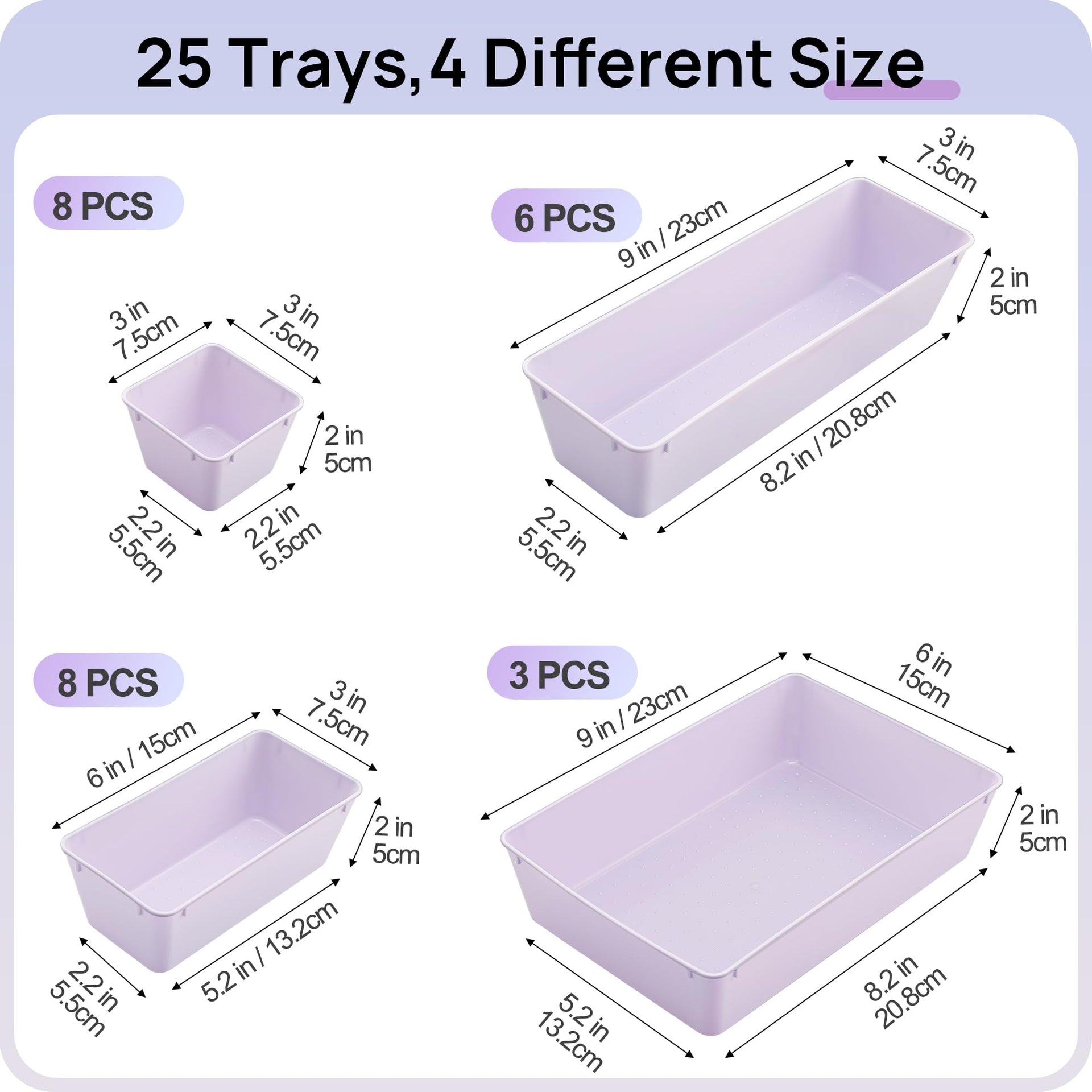 25 Pack Plastic Drawer Organizers with Non (25 Count)