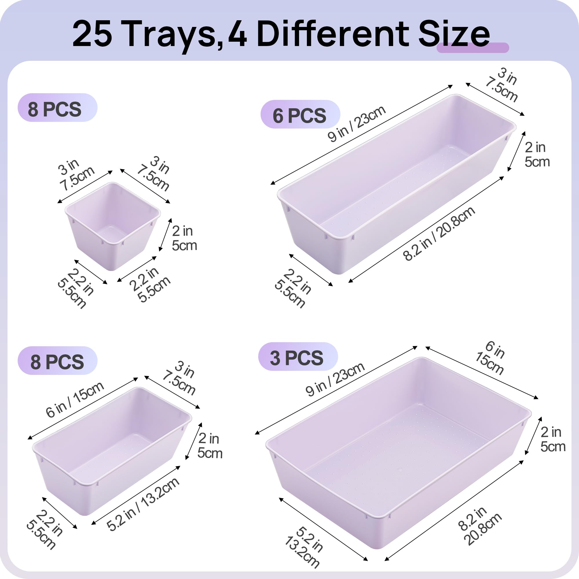 25 Pack Plastic Drawer Organizers with Non (25 Count)