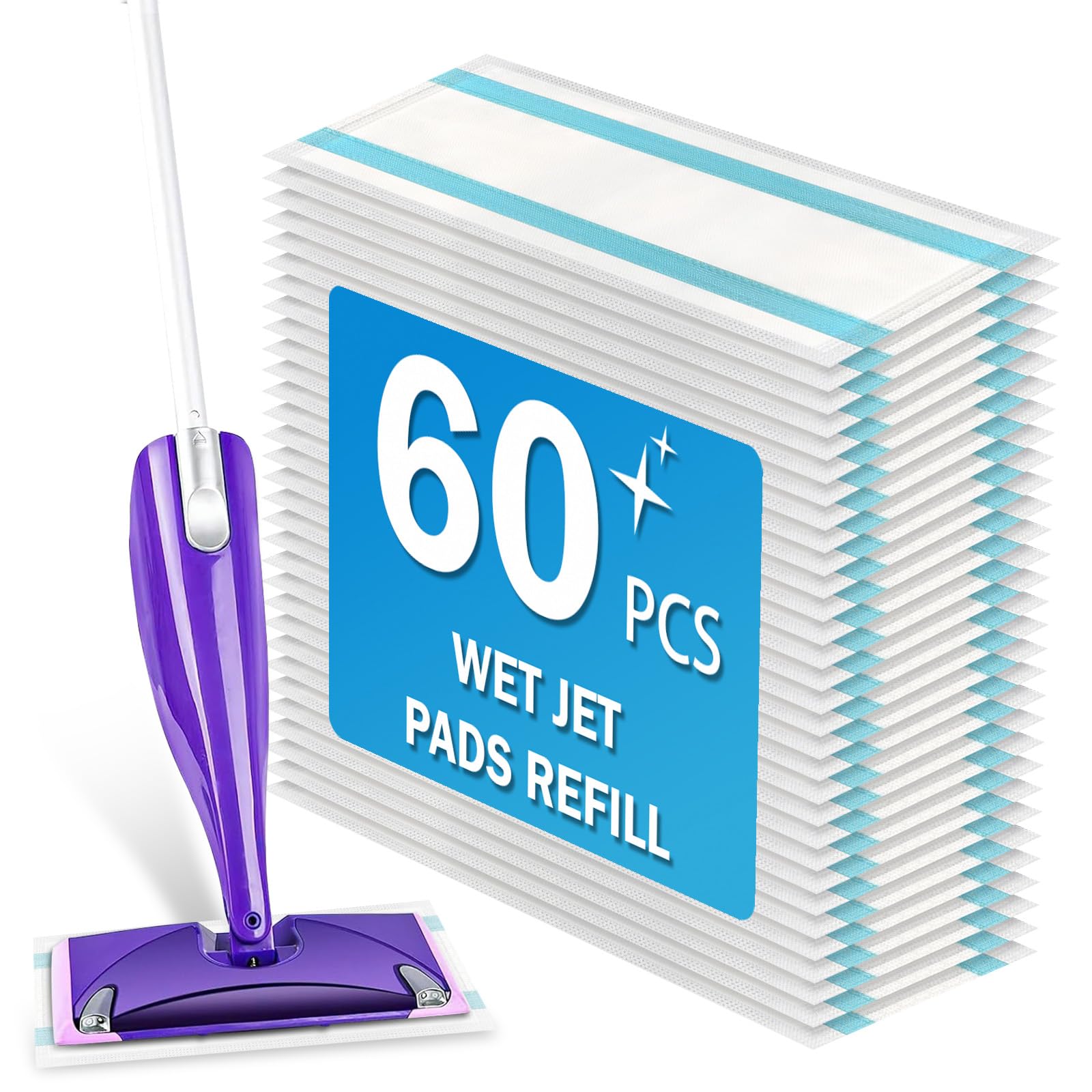 60 Count Wet Jet Pads Refills for Swiffer WetJet Mop