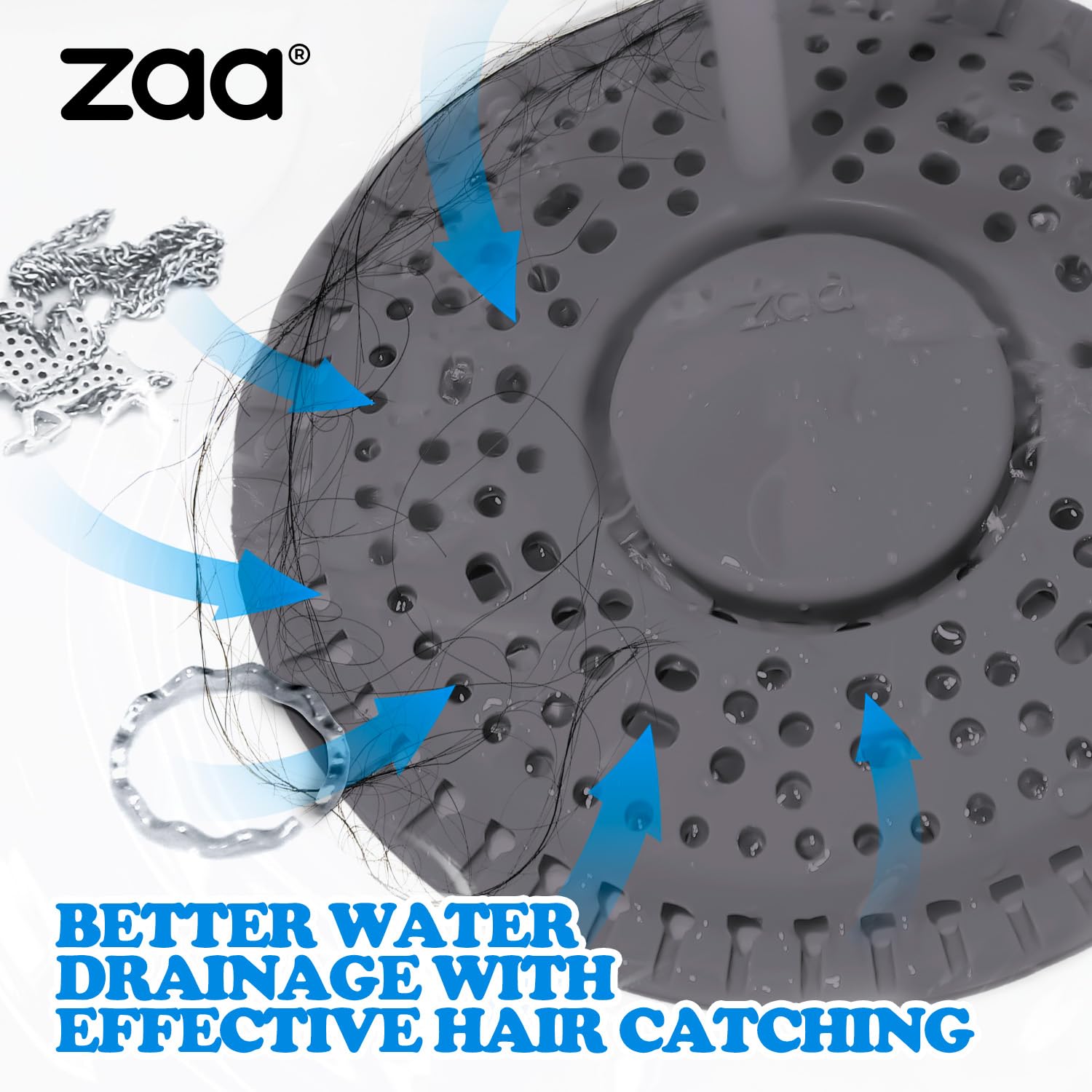 Shower Drain Hair Catcher Silicone Flat Floor Strainer Protector (2 Count)